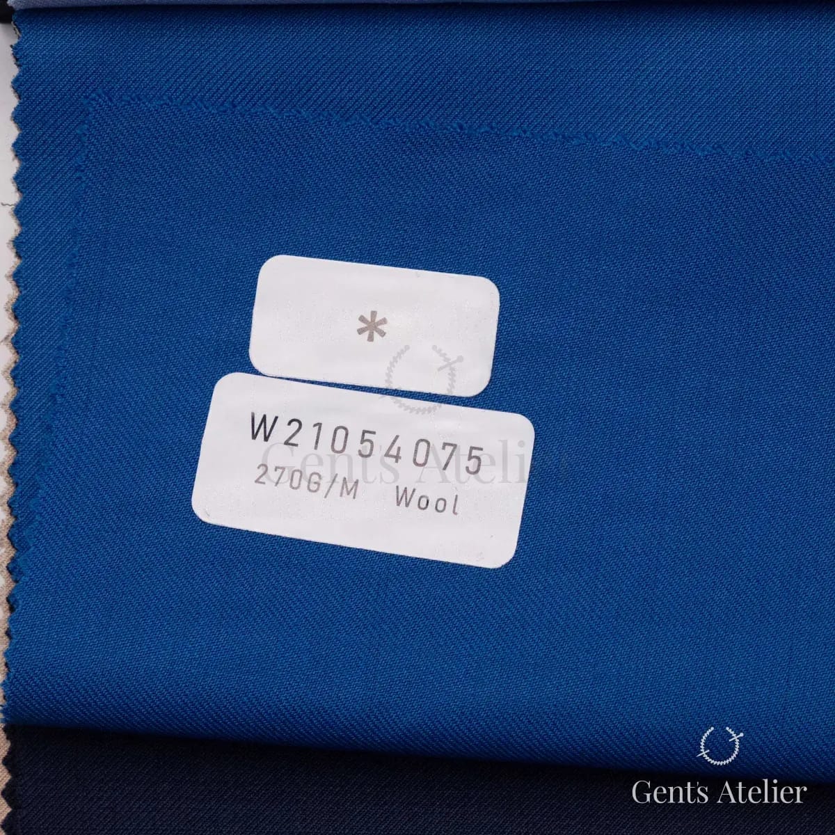 Образец ткани Tailor W21054075 с этикеткой, синий