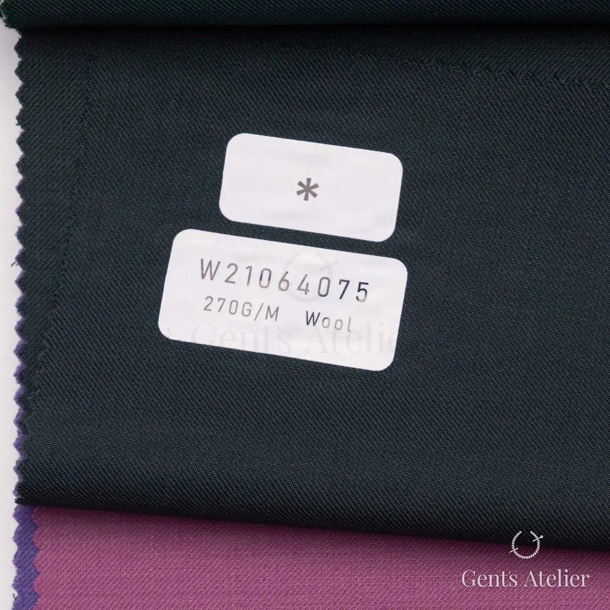 Образец ткани Tailor W21064075 с этикеткой, тёмно-зелёный