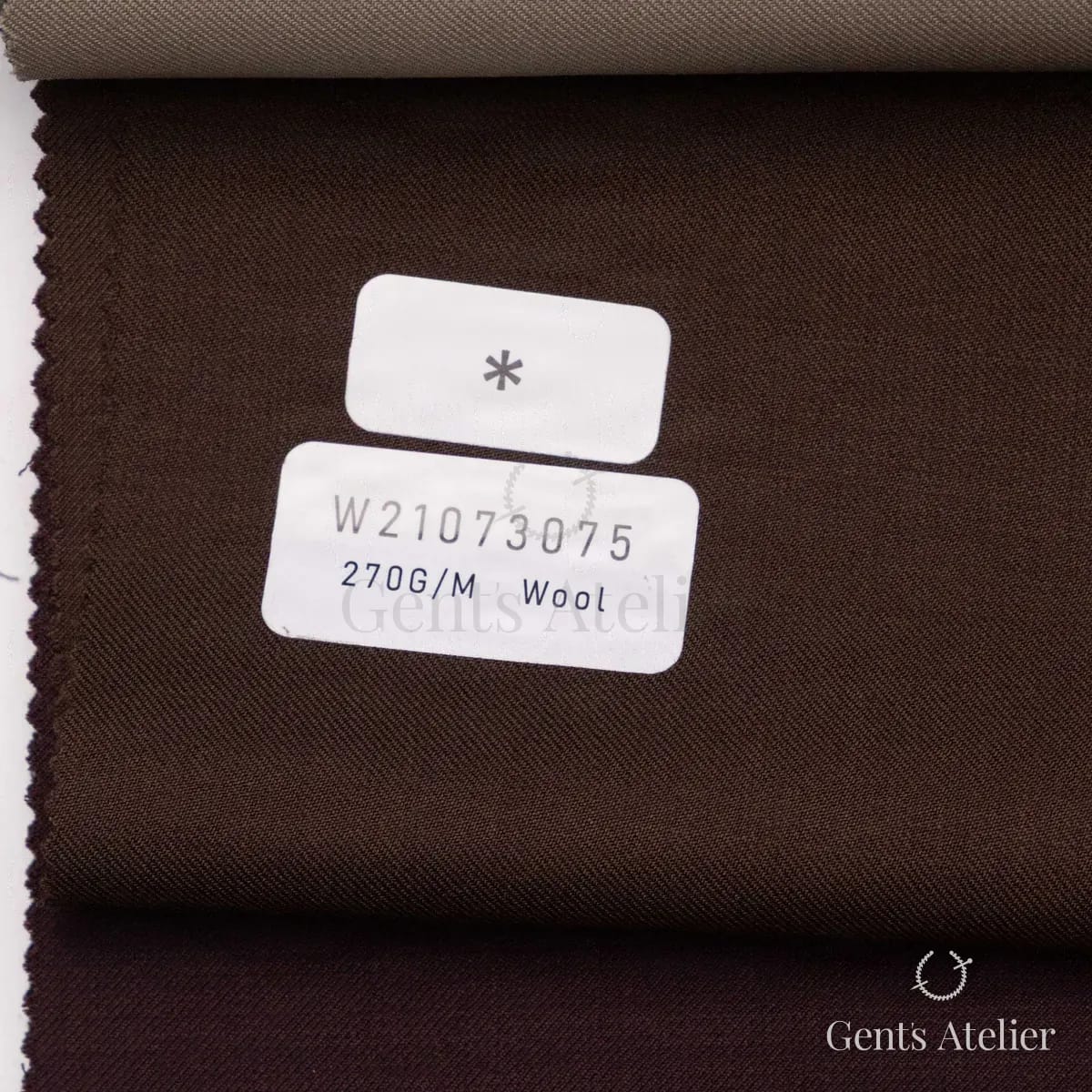 Образец ткани Tailor W21073075 с этикеткой, тёмно-коричневый