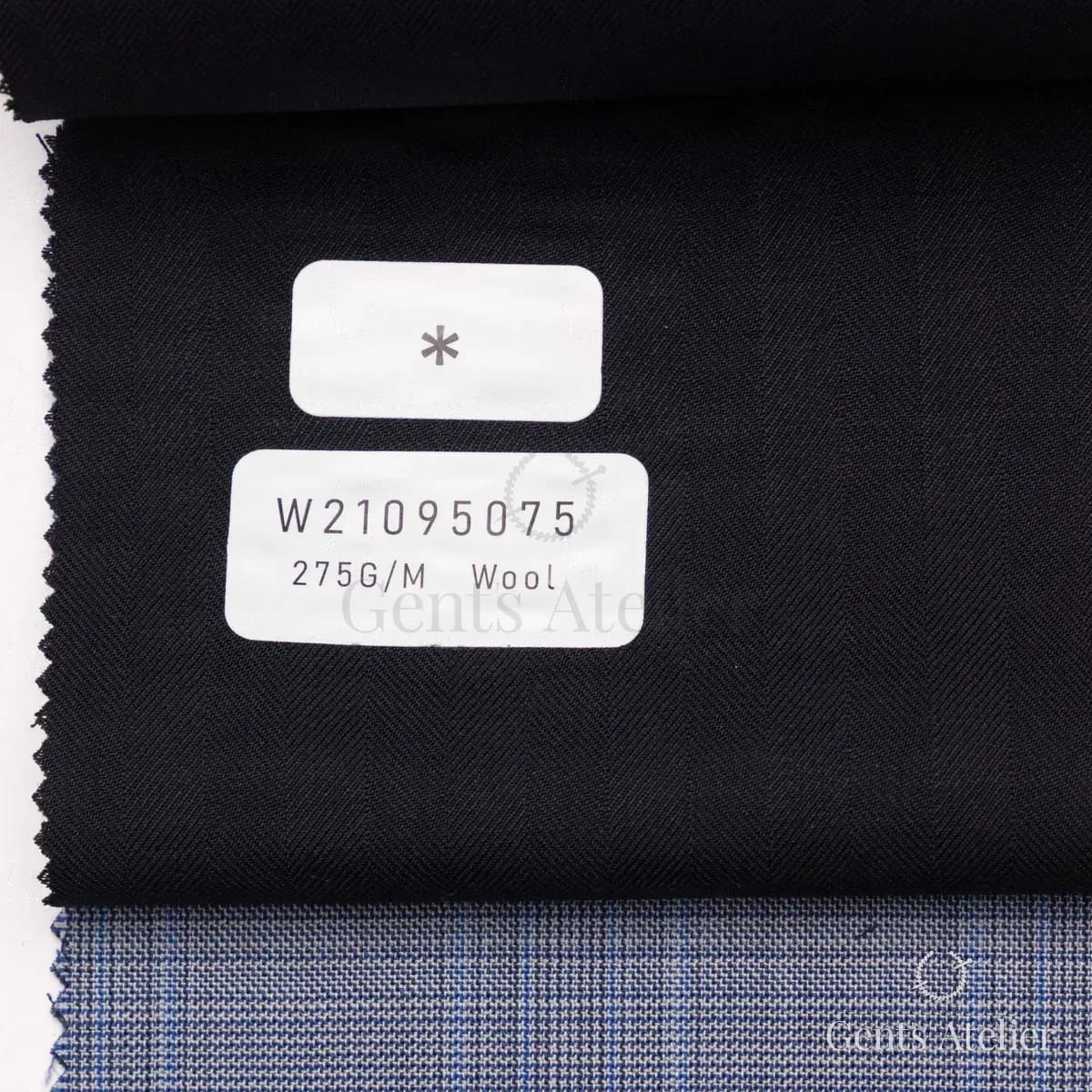 Образец ткани Tailor W21095075 с этикеткой, тёмно-синий