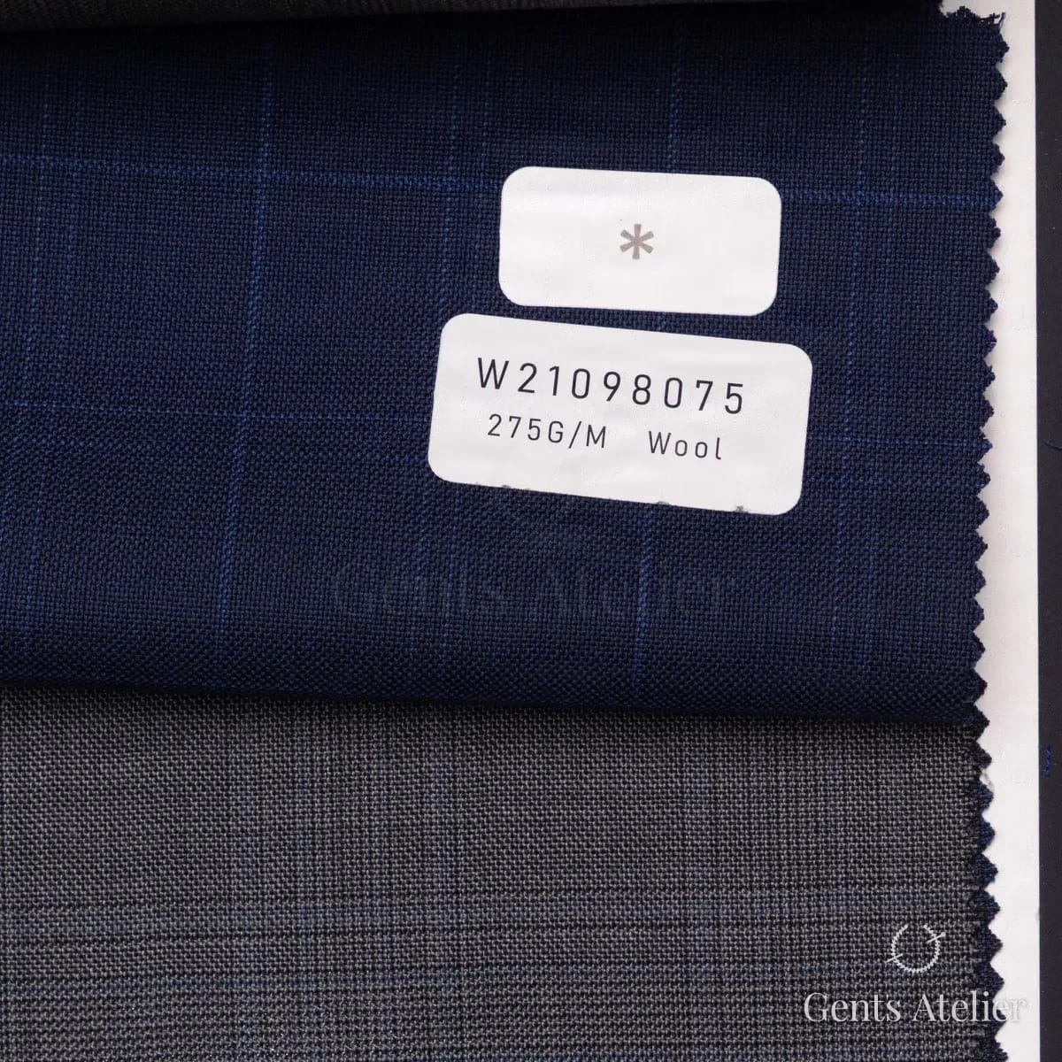 Образец ткани Tailor W21098075 с этикеткой, тёмно-синий