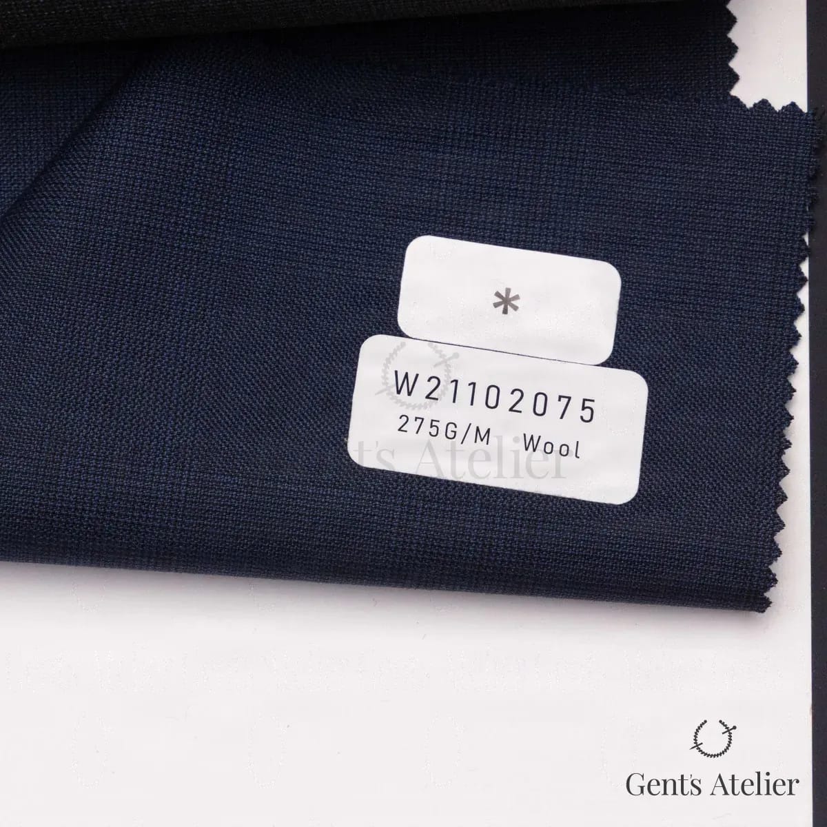 Образец ткани Tailor W21102075 с этикеткой, тёмно-синий