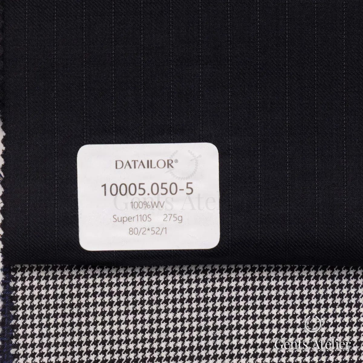 Образец ткани Tailor 10005.050-5 с этикеткой, тёмно-синий