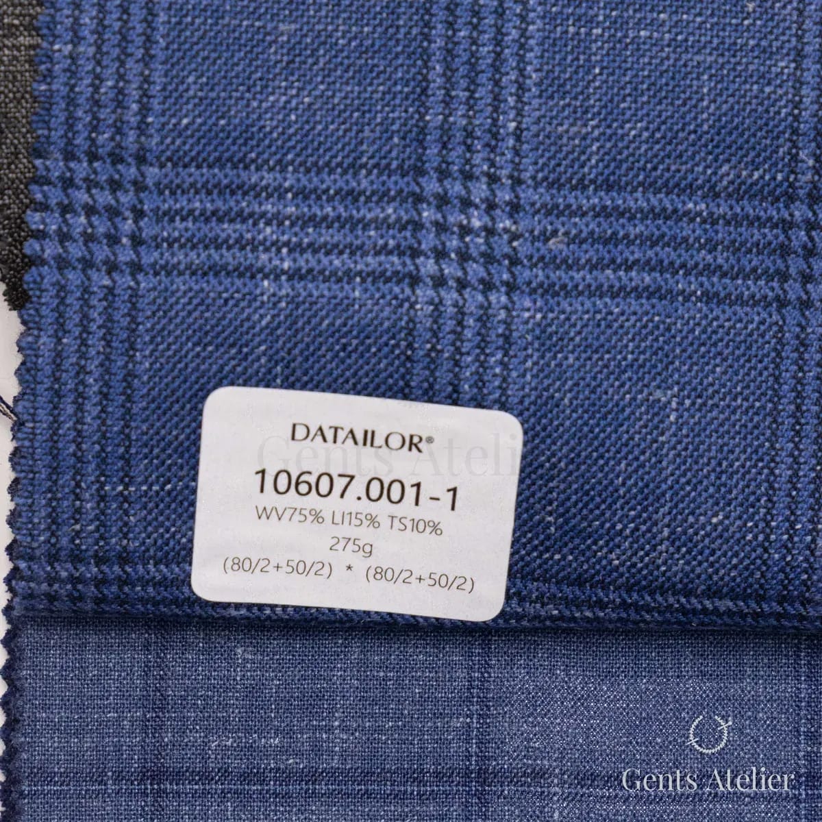 Образец ткани Tailor 10607.001-1 с этикеткой, синий