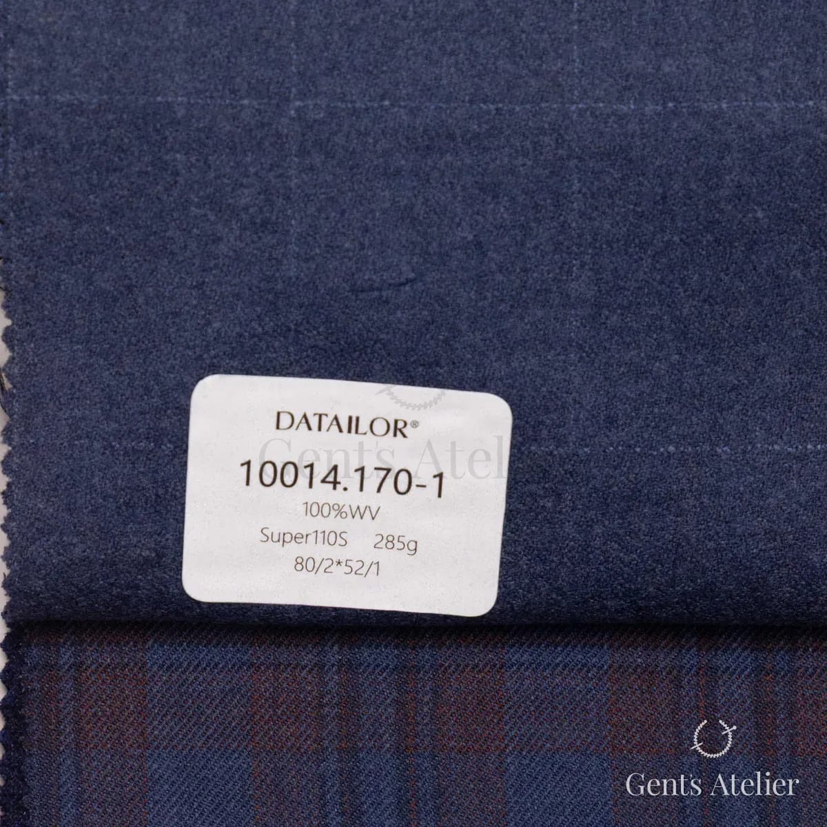 Образец ткани Tailor 10014.170-1 с этикеткой, тёмно-синий