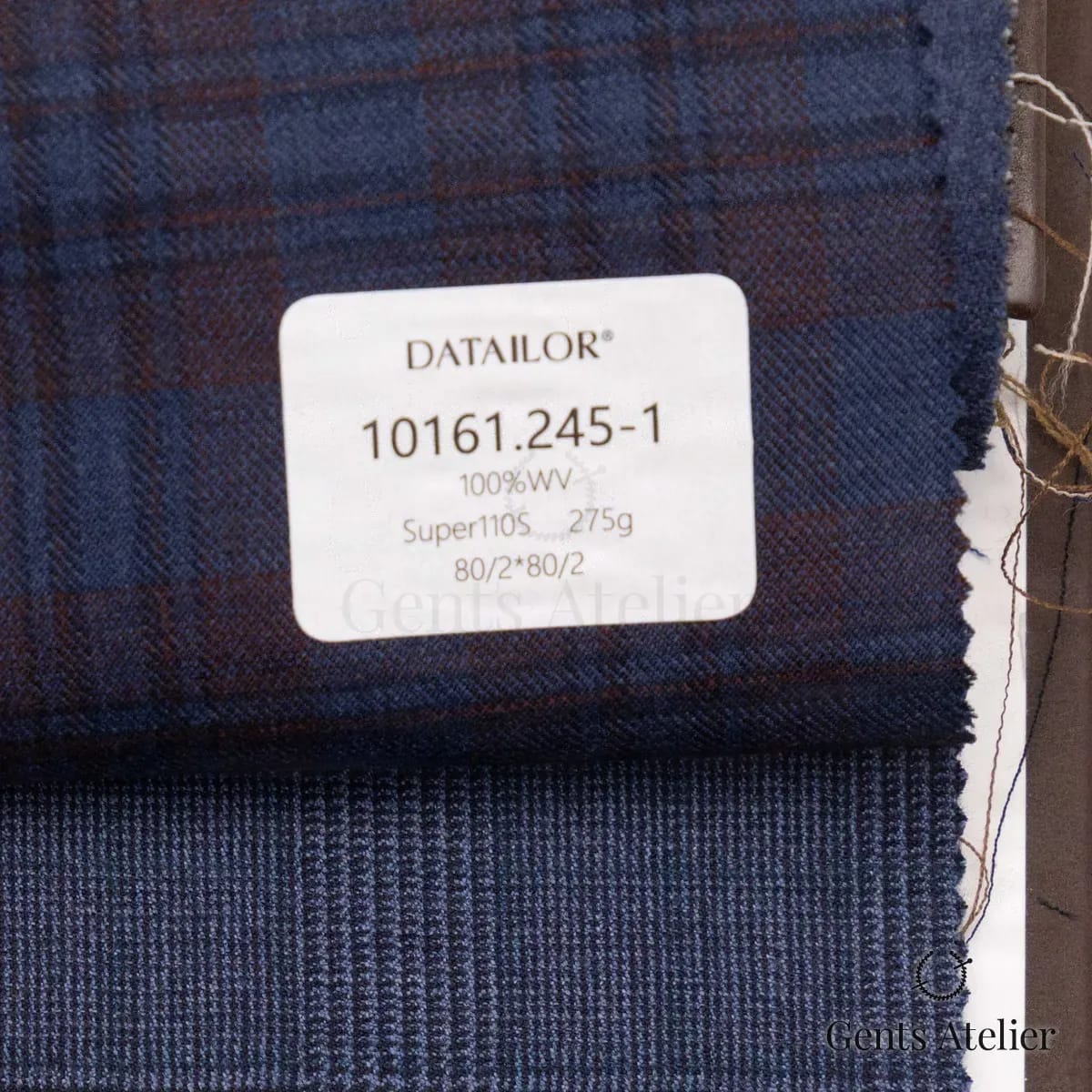 Образец ткани Tailor 10161.245-1 с этикеткой, синий