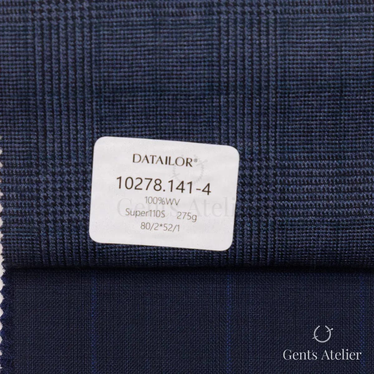 Образец ткани Tailor 10278.141-4 с этикеткой, тёмно-синий