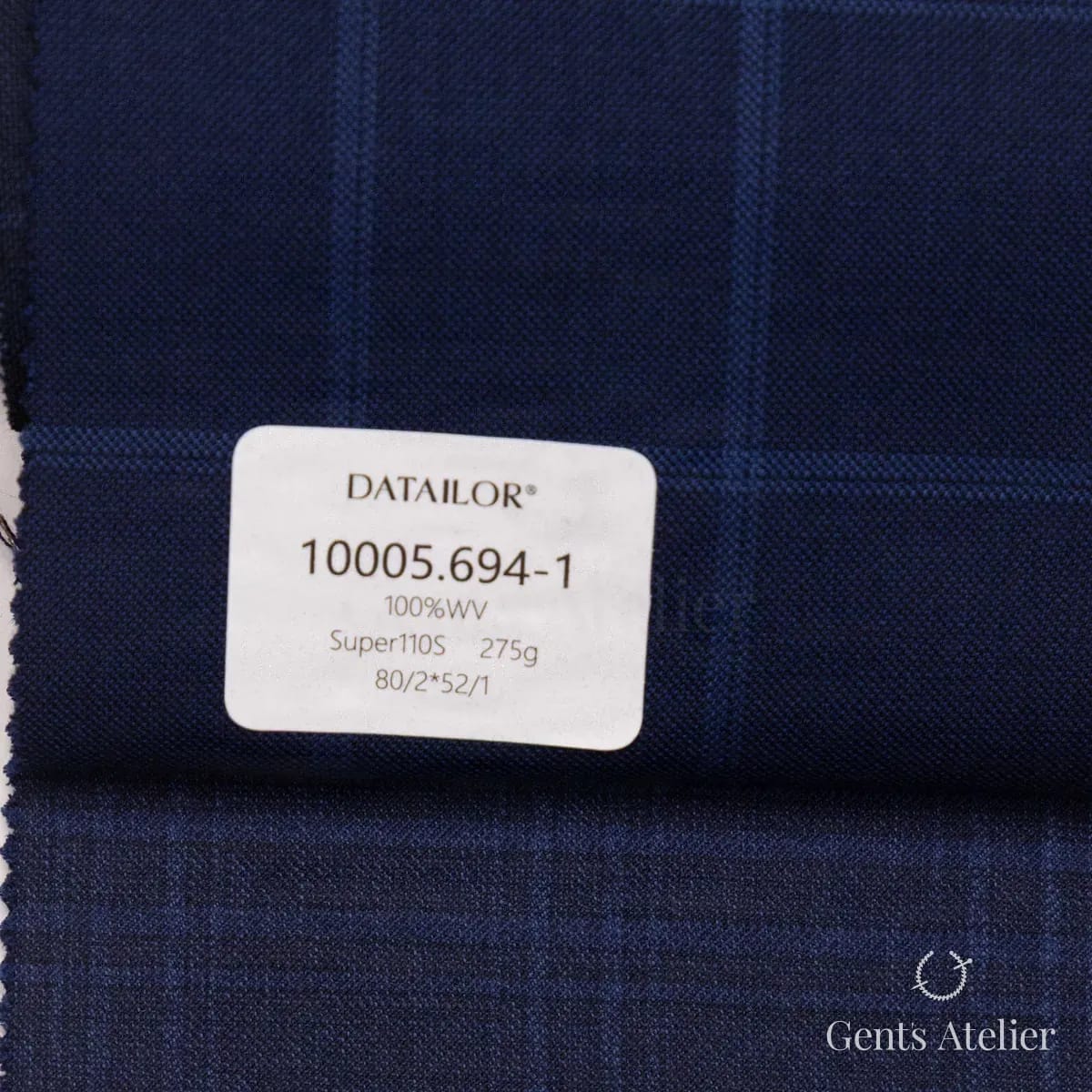 Образец ткани Tailor 10005.694-1 с этикеткой, синий
