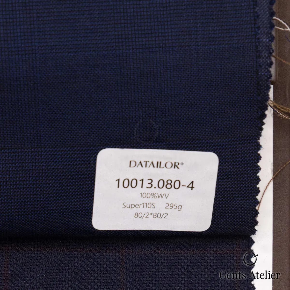 Образец ткани Tailor 10013.080-4 с этикеткой, тёмно-синий