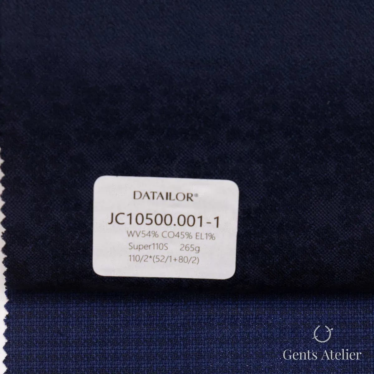 Образец ткани Tailor JC10500.001-1 с этикеткой, тёмно-синий