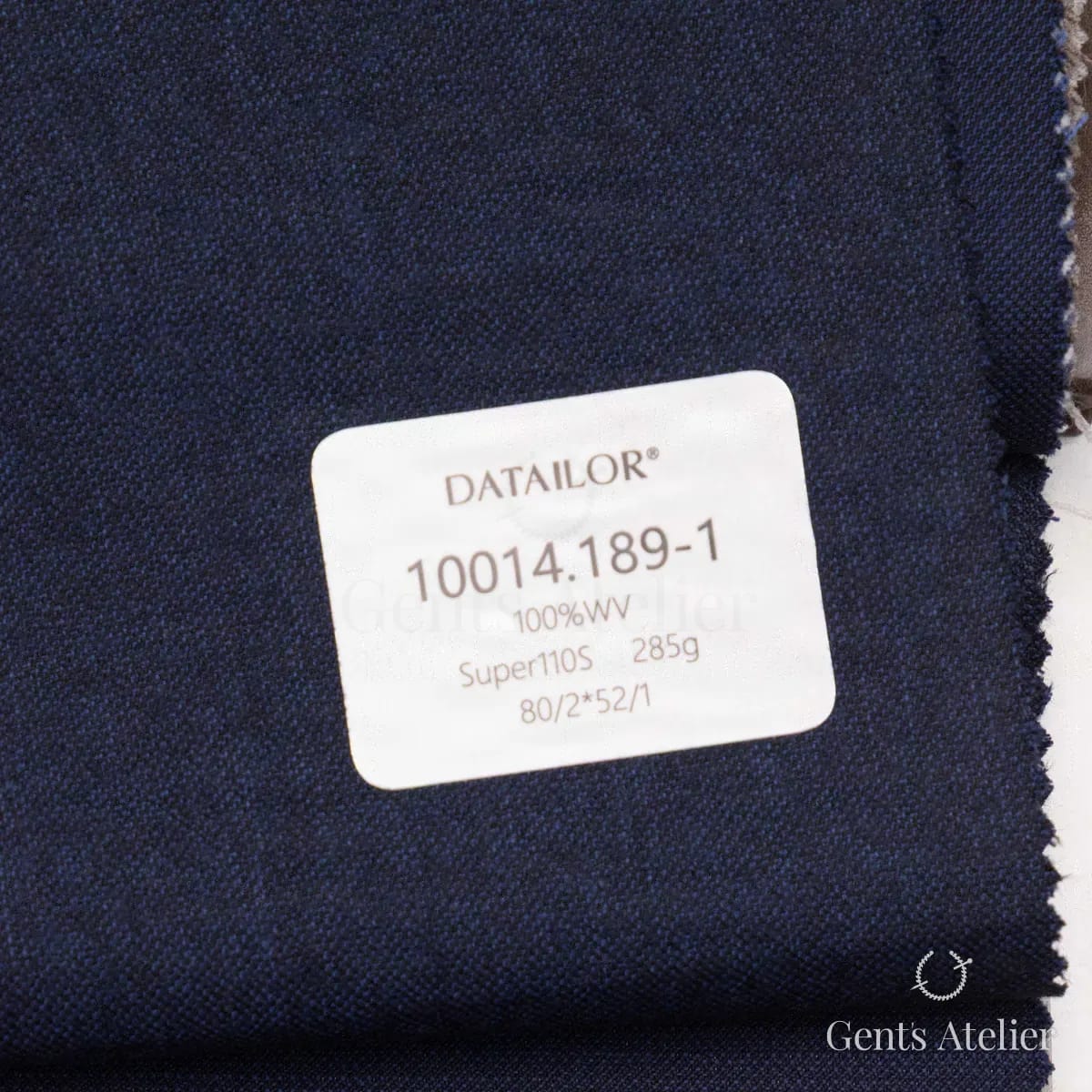 Образец ткани Tailor 10014.189-1 с этикеткой, тёмно-синий