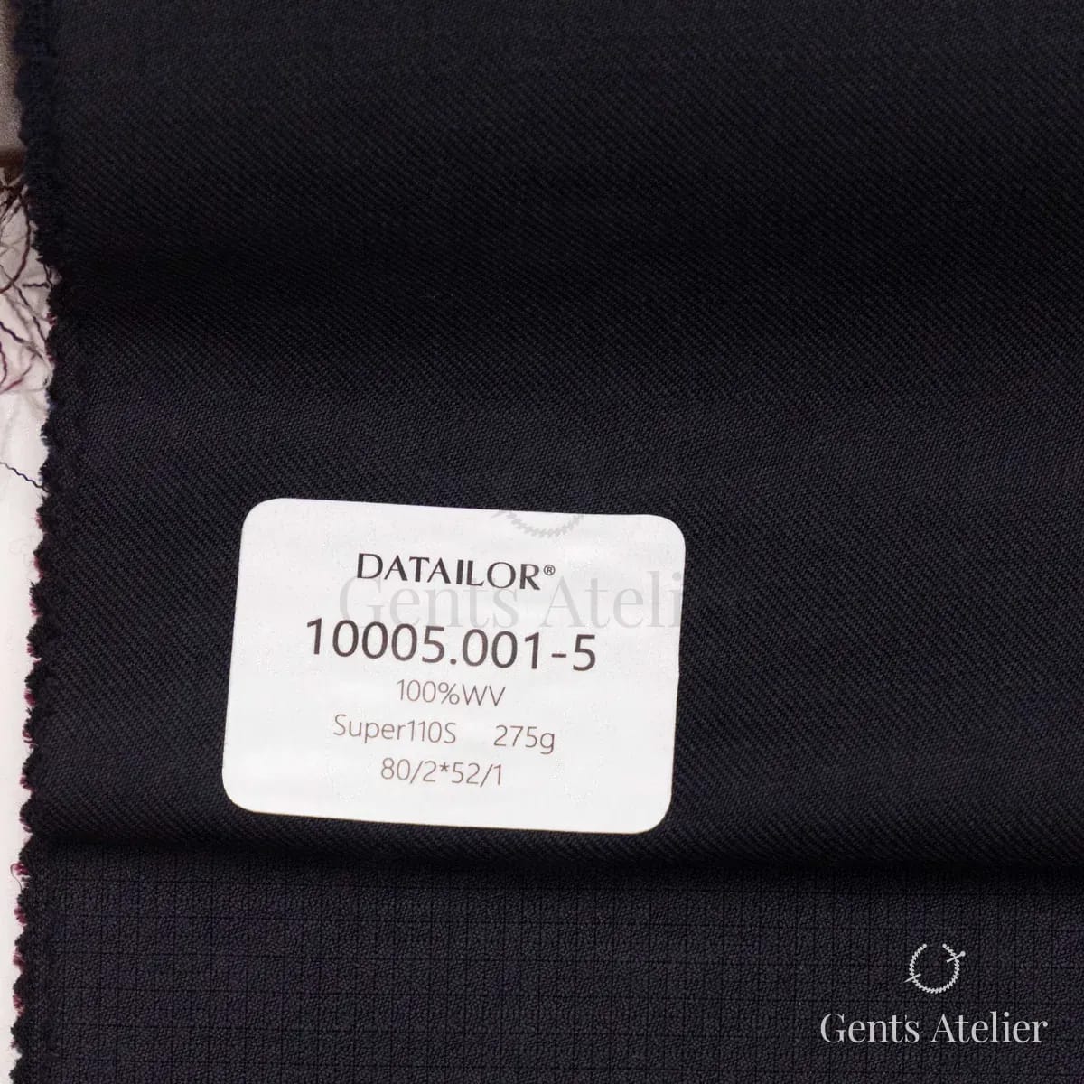 Образец ткани Tailor 10005.001-5 с этикеткой, тёмно-синий