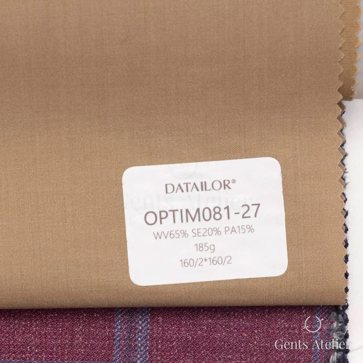 Образец ткани Tailor OPTIM081-27 с этикеткой, светло-бежевый
