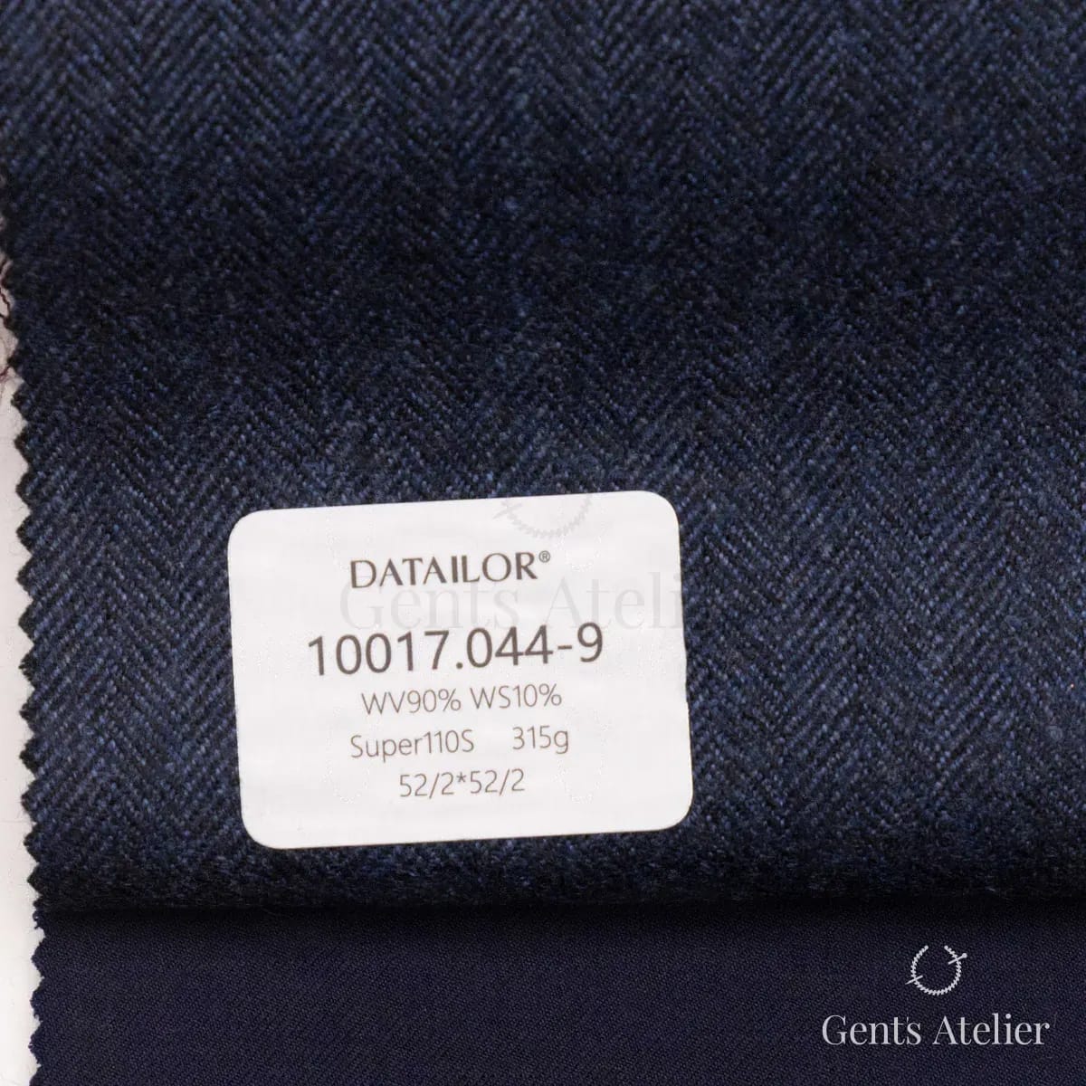 Образец ткани Tailor 10017.044-9 с этикеткой, тёмно-синий