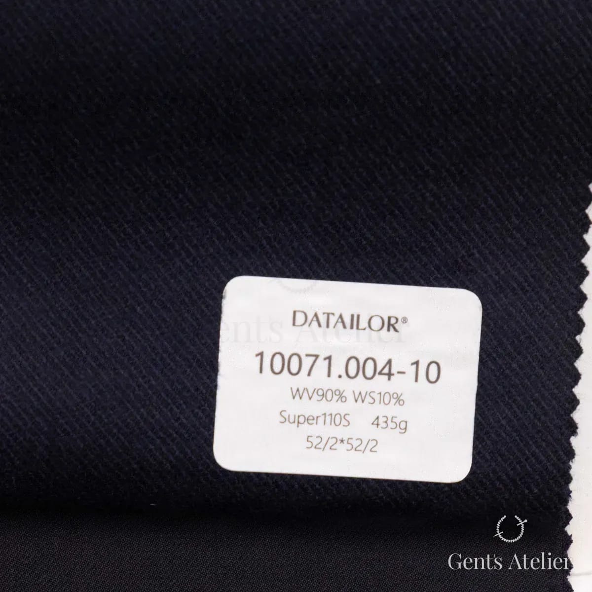 Образец ткани Tailor 10071.004-10 с этикеткой, тёмно-синий