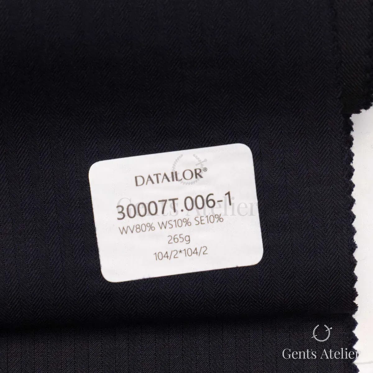 Образец ткани Tailor 30007T.006-1 с этикеткой, тёмно-синий
