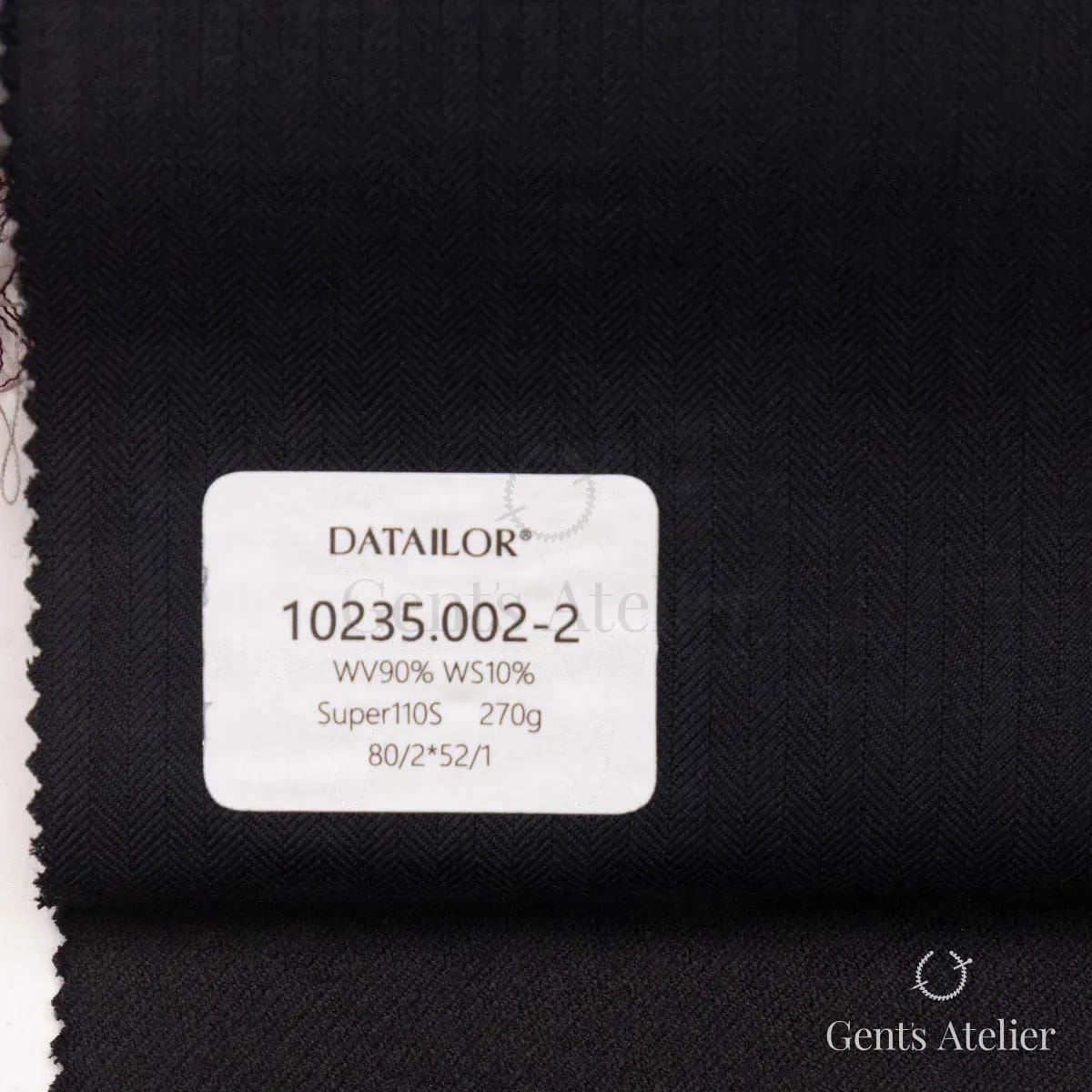 Образец ткани Tailor 10235.002-2 с этикеткой, тёмно-синий