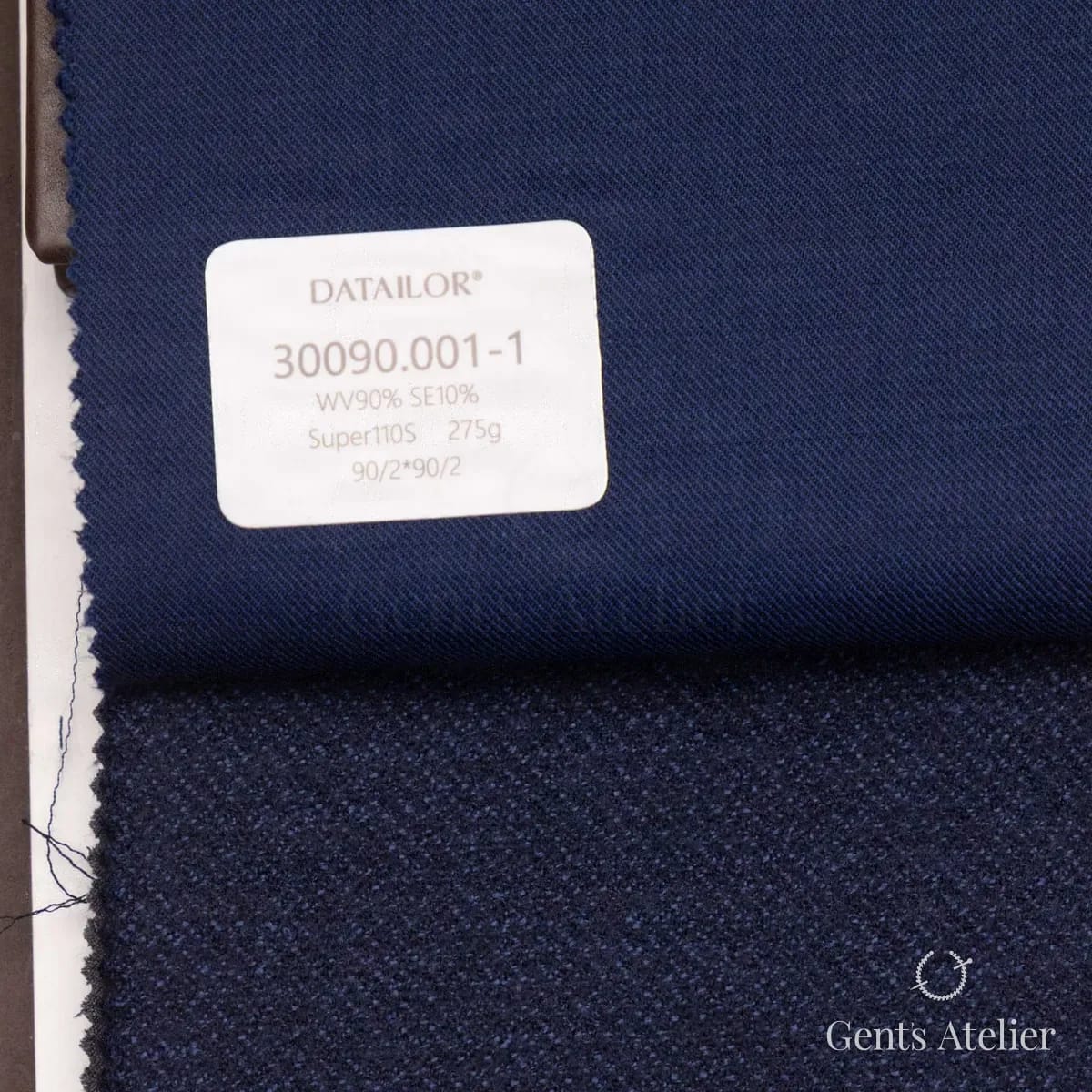 Образец ткани Tailor 30090.001-1 с этикеткой, тёмно-синий