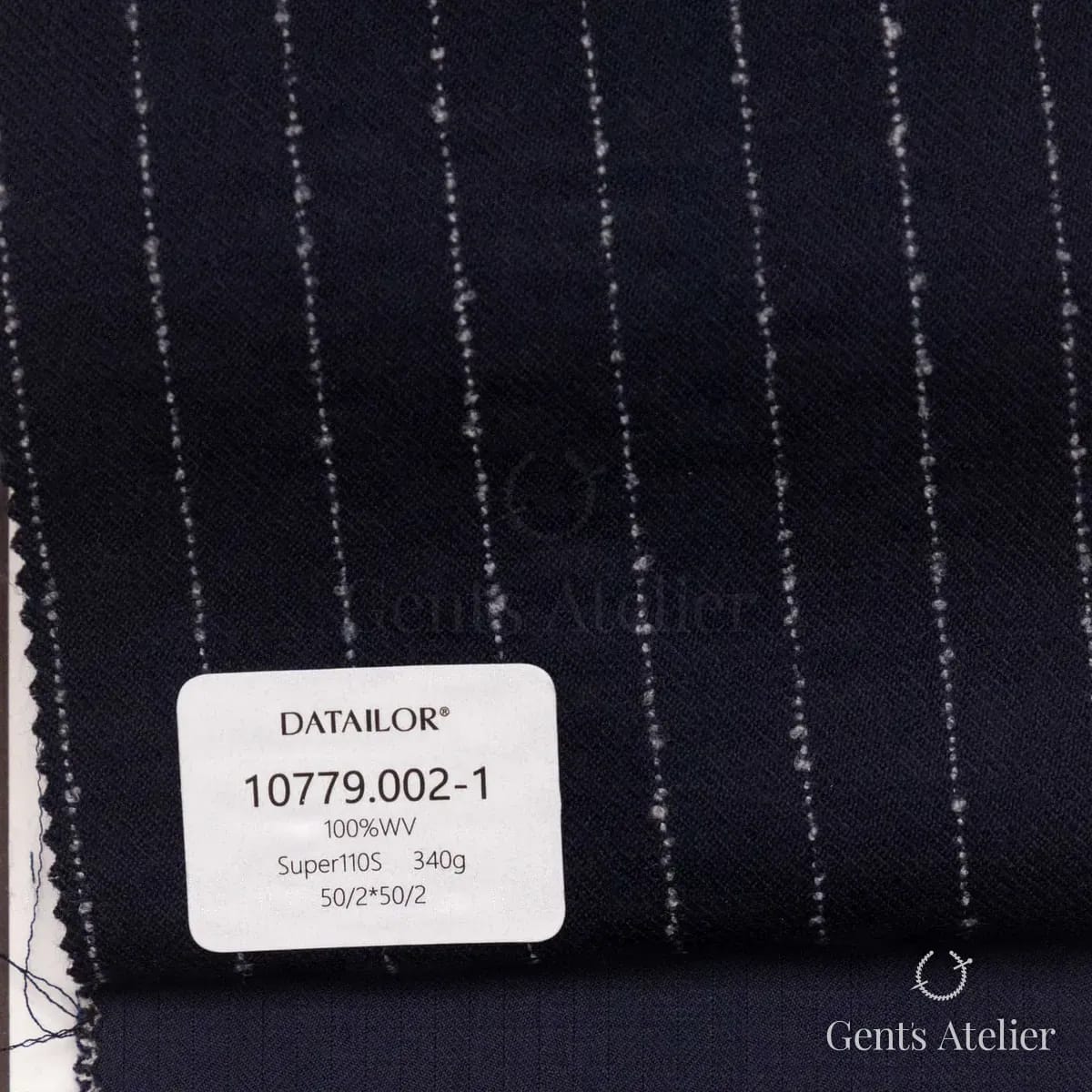 Образец ткани Tailor 10779.002-1 с этикеткой, тёмно-синий