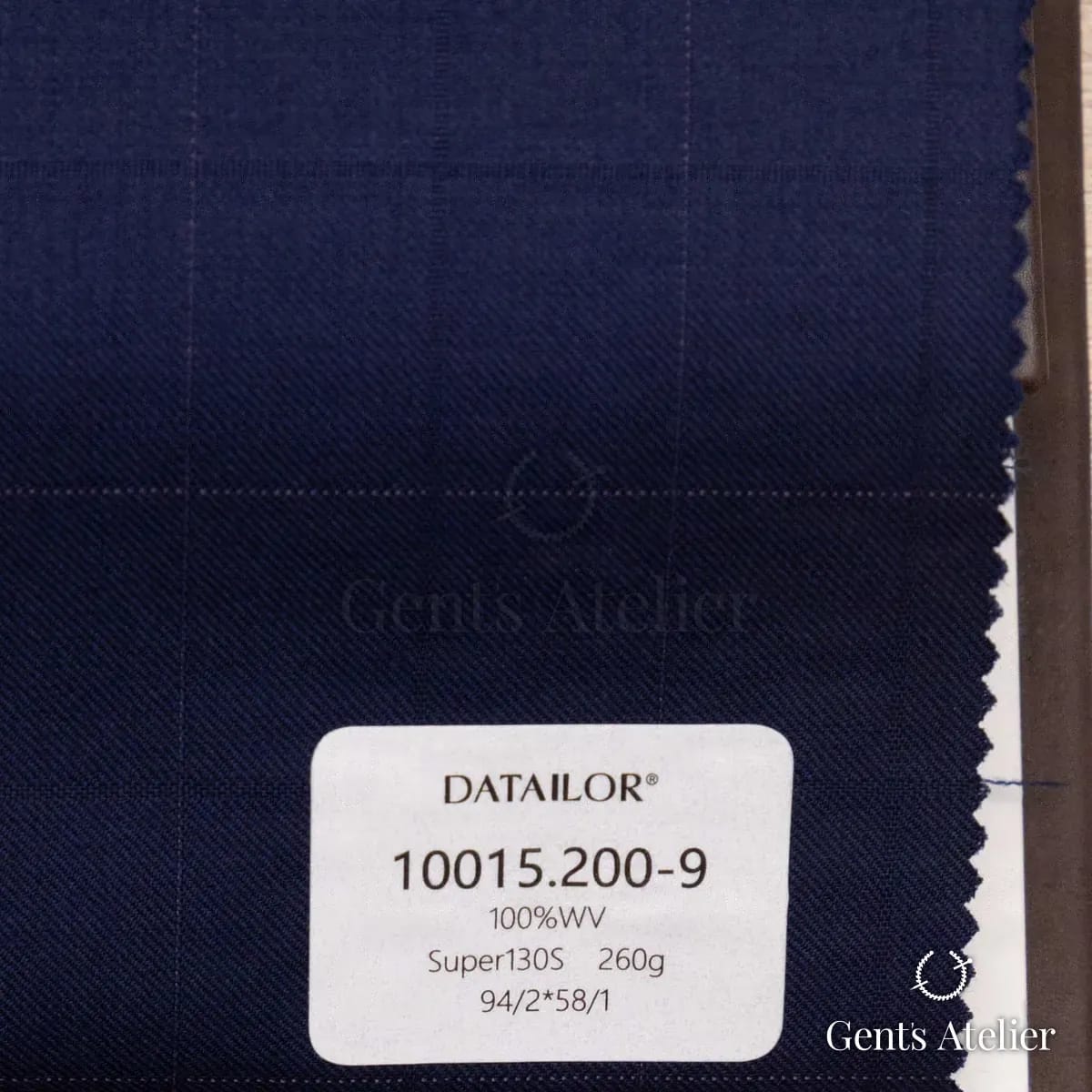 Образец ткани Tailor 10015.200-9 с этикеткой, тёмно-синий