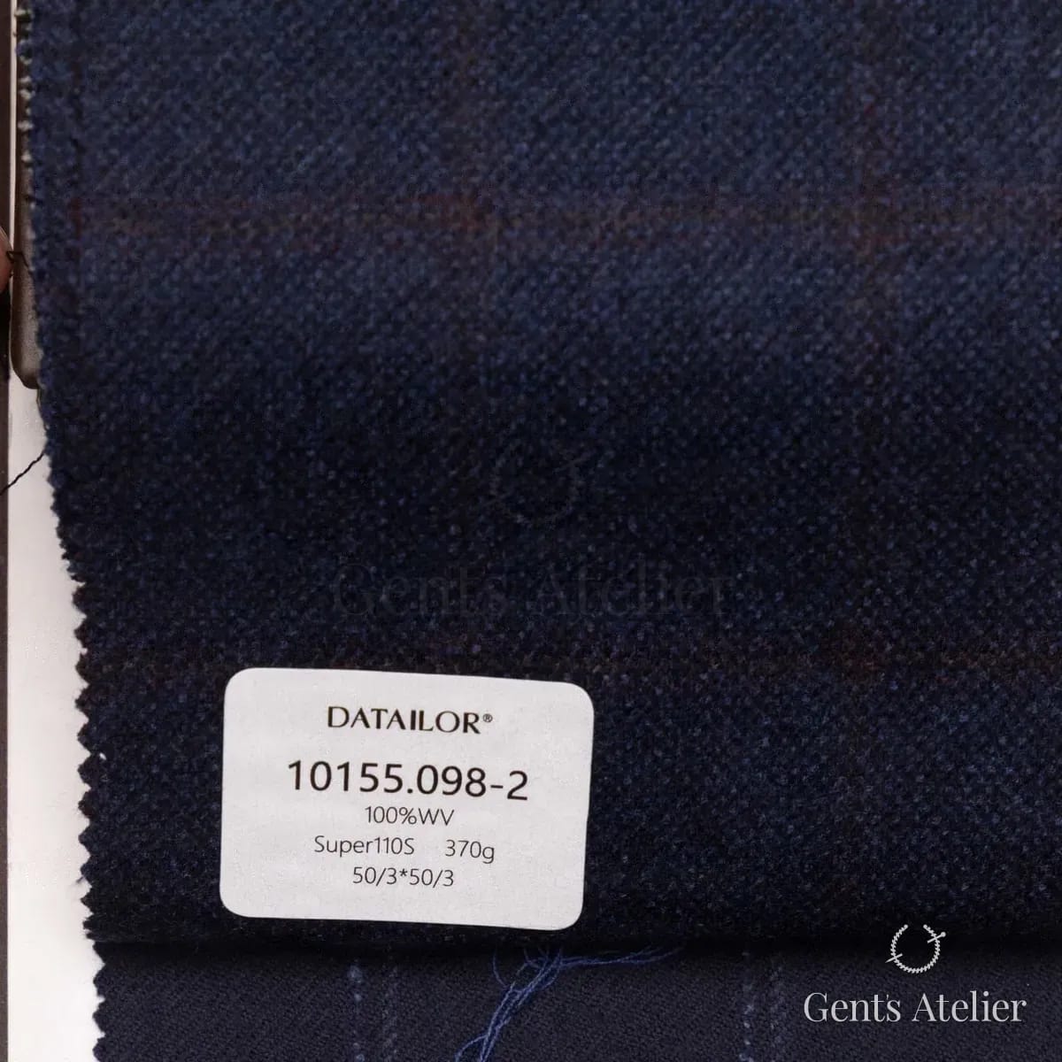 Образец ткани Tailor 10155.098-2 с этикеткой, тёмно-синий