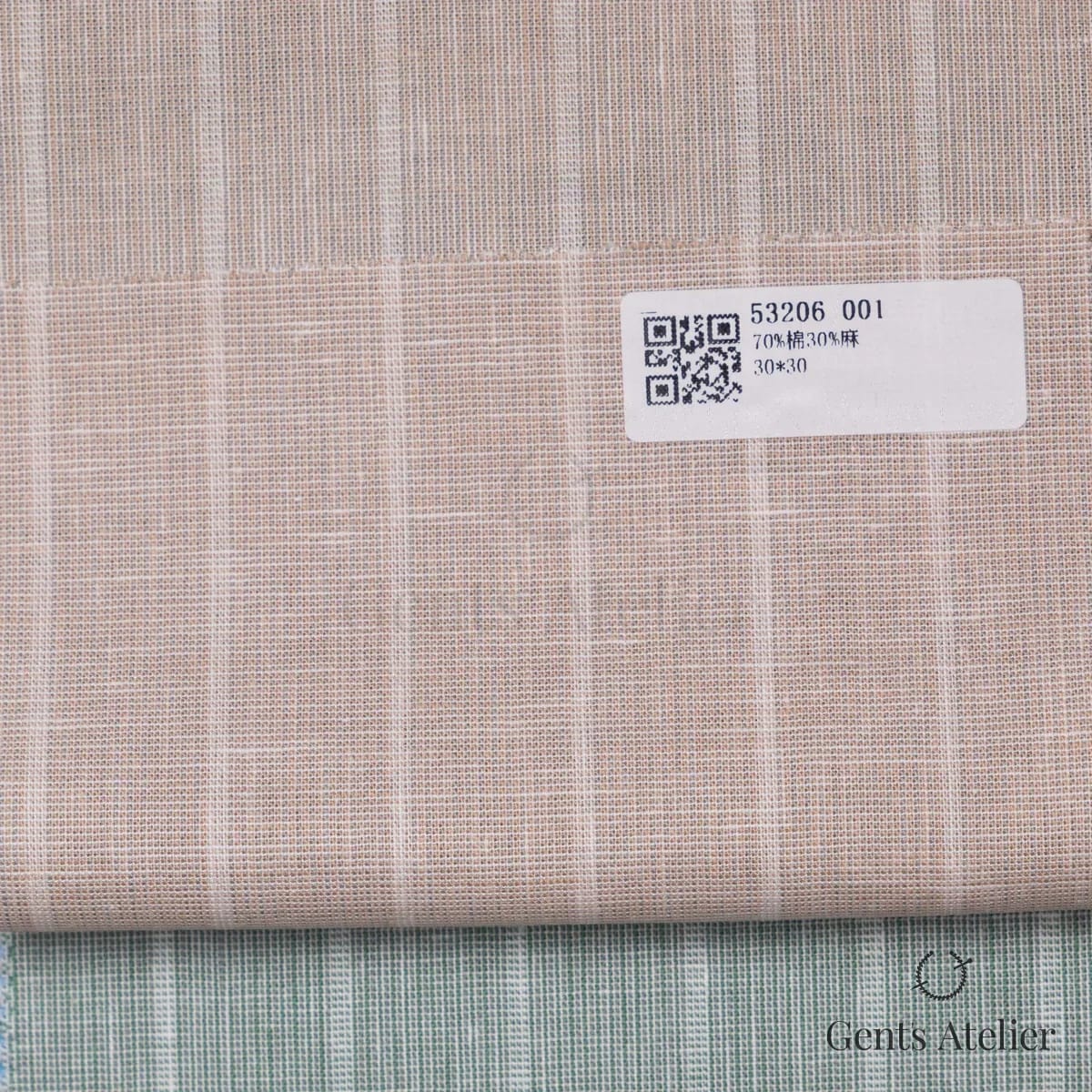 Образец ткани James Fabric 53206 001 с этикеткой, бежевый