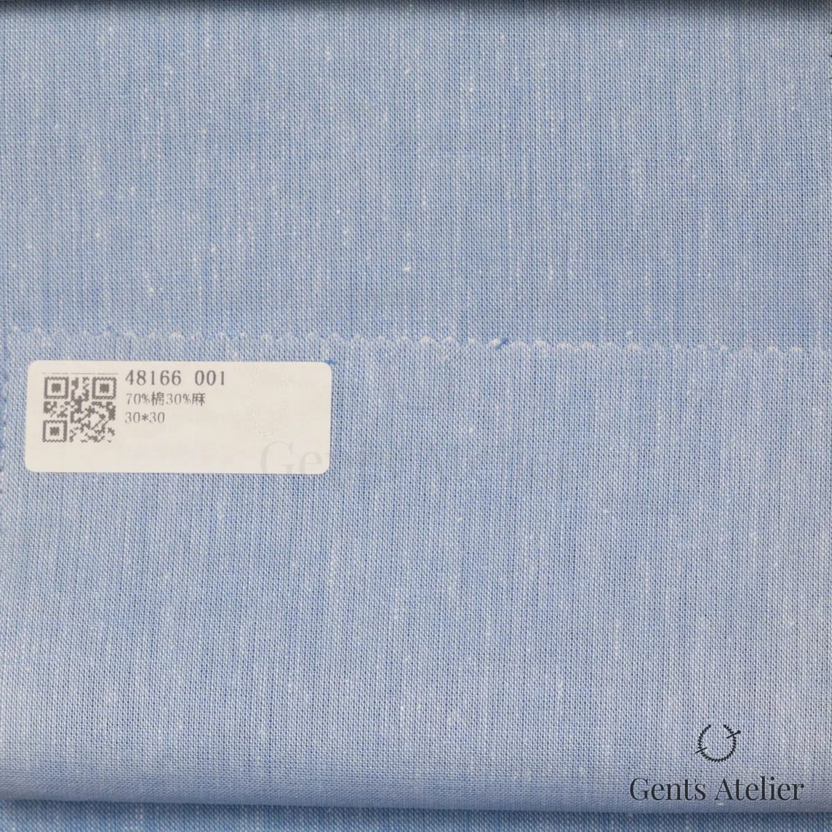 Образец ткани James Fabric 48166 001 с этикеткой, голубой
