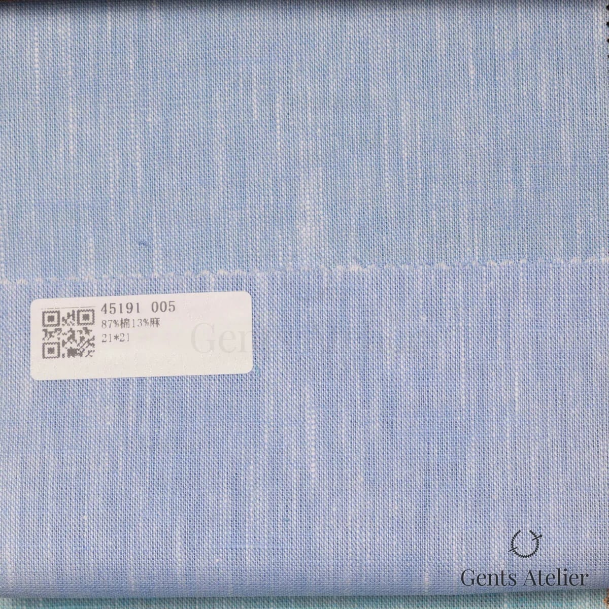 Образец ткани James Fabric 45191 005 с этикеткой, голубой
