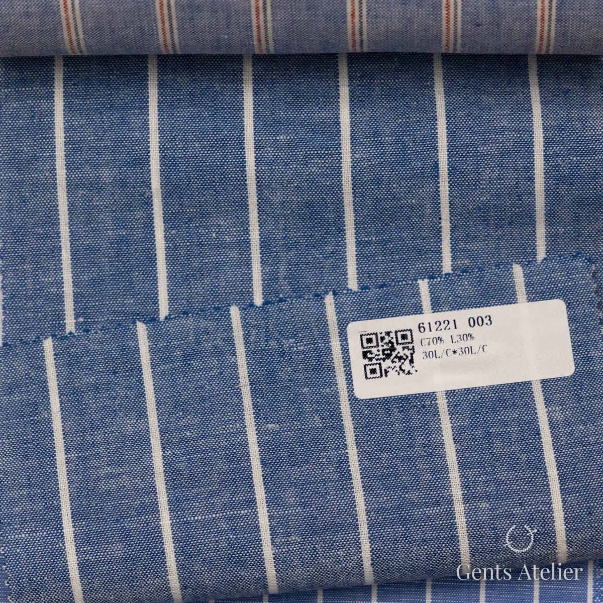 Образец ткани James Fabric 61221 003 с этикеткой, синий