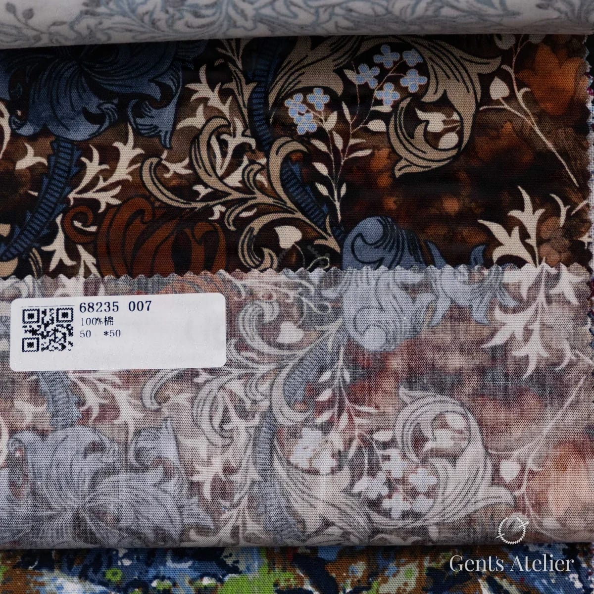 Образец ткани James Fabric 68235 007 с этикеткой, коричневый