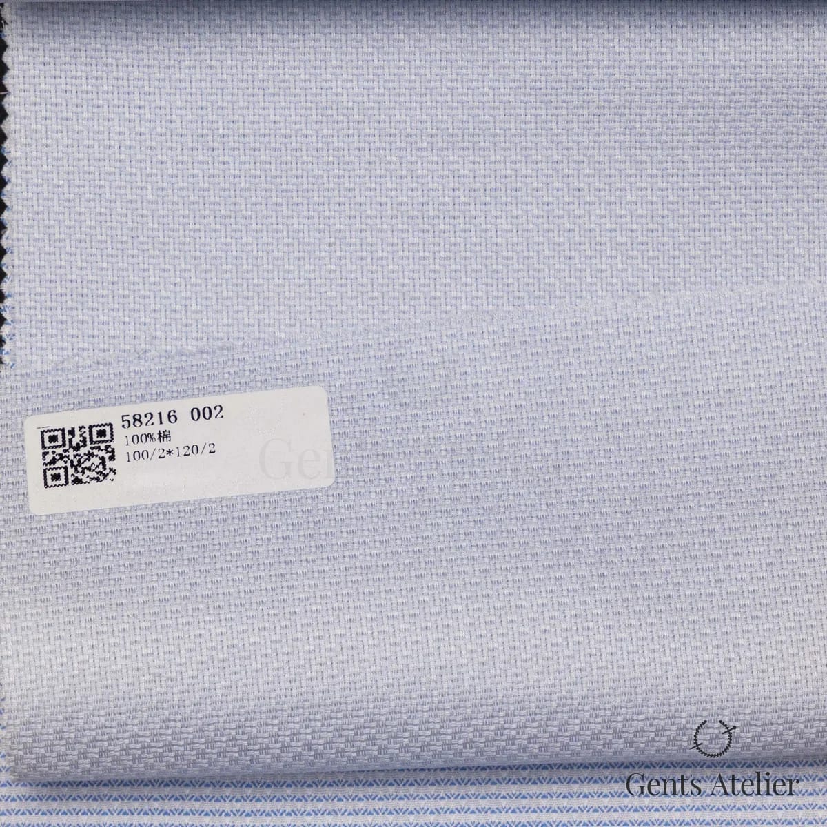 Образец ткани James Fabric 58216 002 с этикеткой, светло-голубой