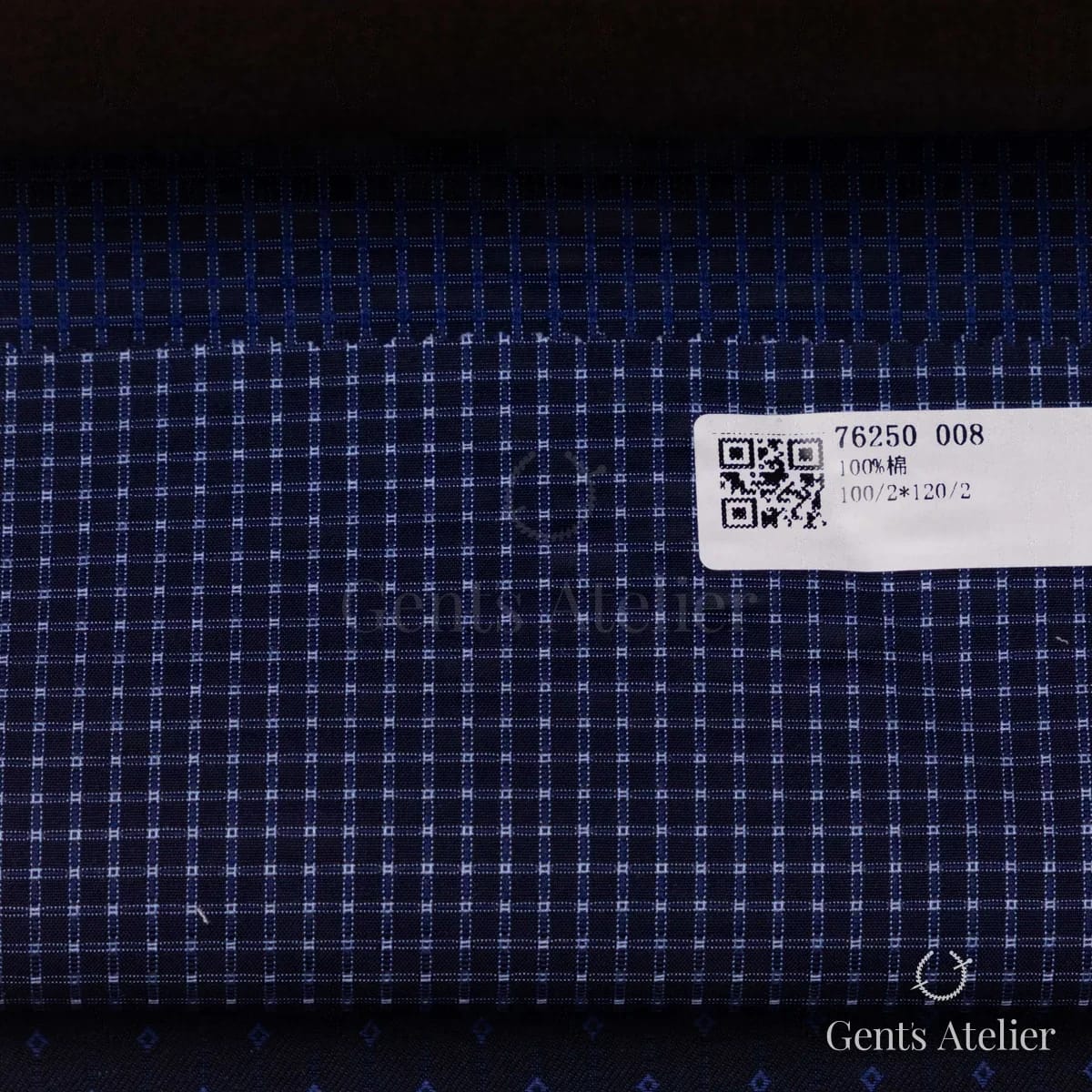 Образец ткани James Fabric 76250 008 с этикеткой, тёмно-синий