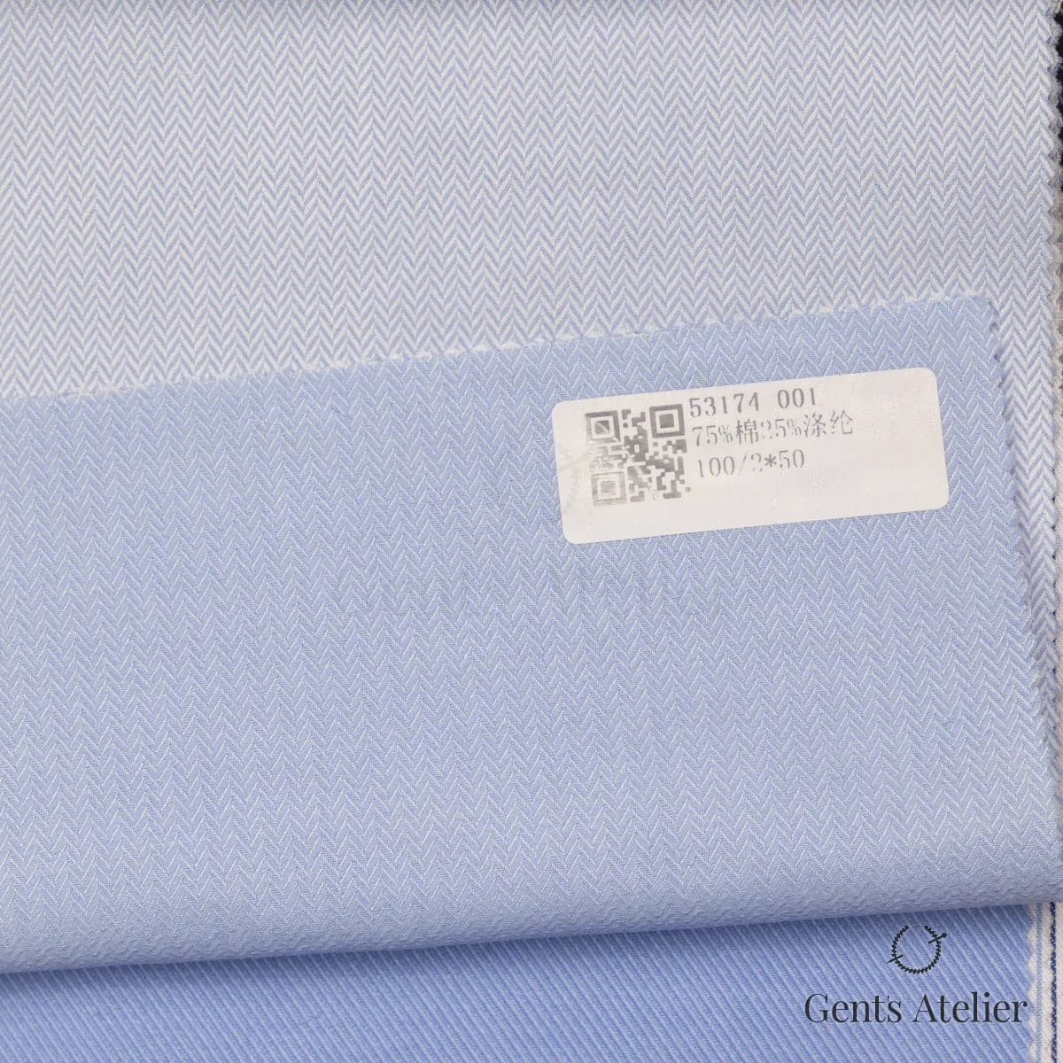 Образец ткани James Fabric 53174 001 с этикеткой, голубой