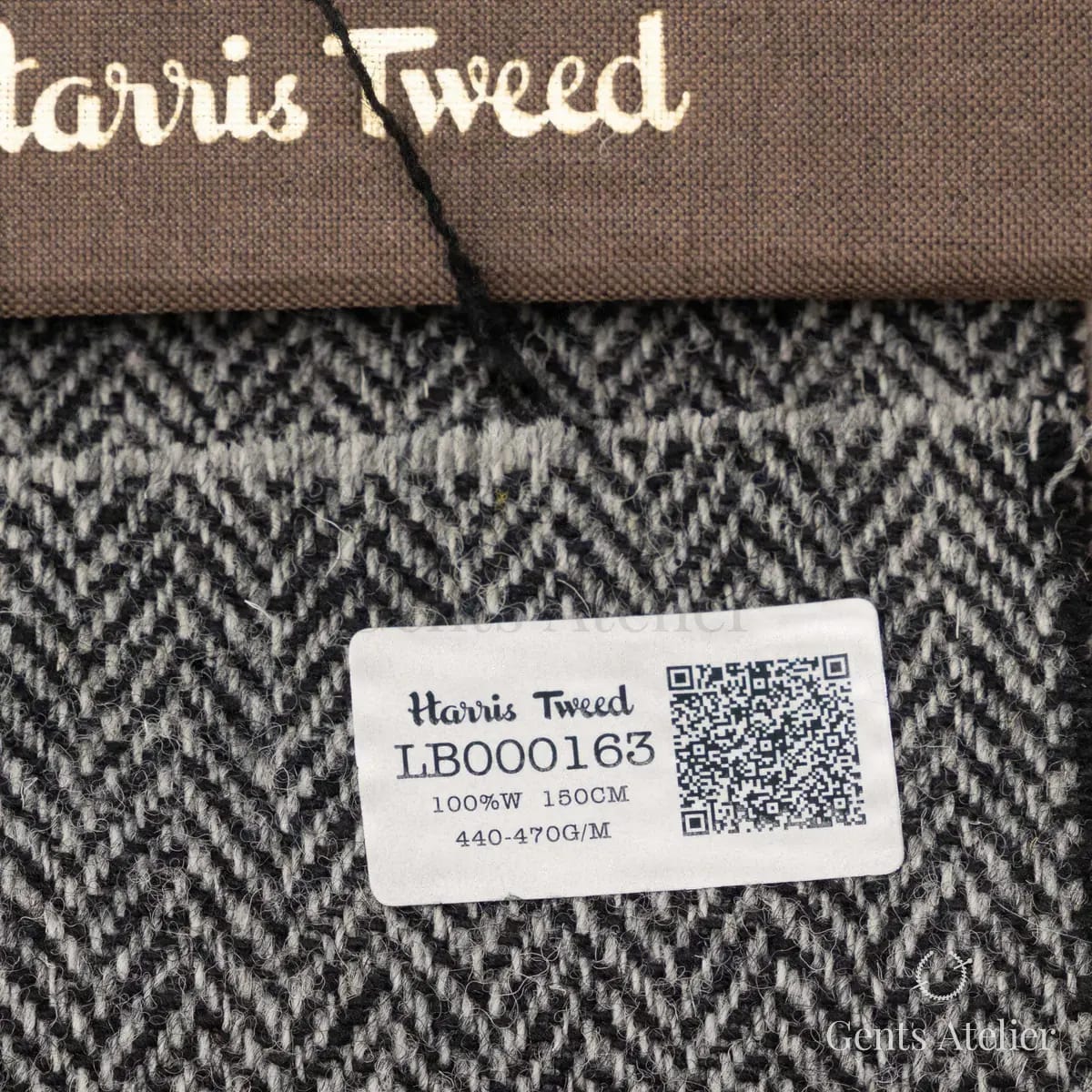 Образец ткани Harris Tweed LB000163 с этикеткой, серый