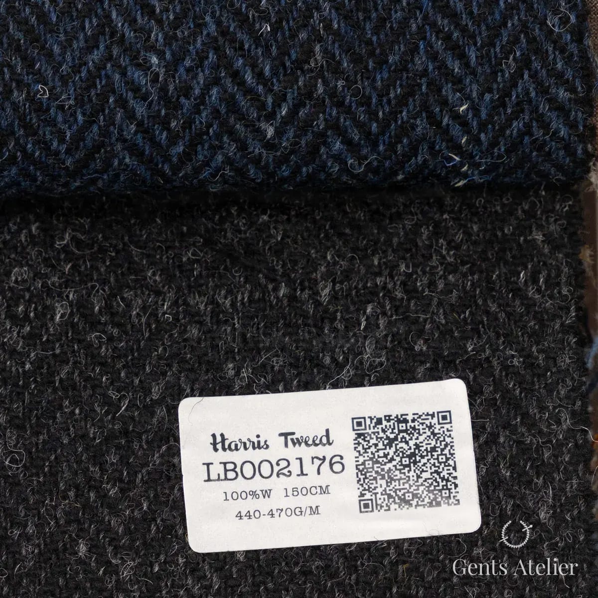 Образец ткани Harris Tweed LB002176 с этикеткой, чёрный