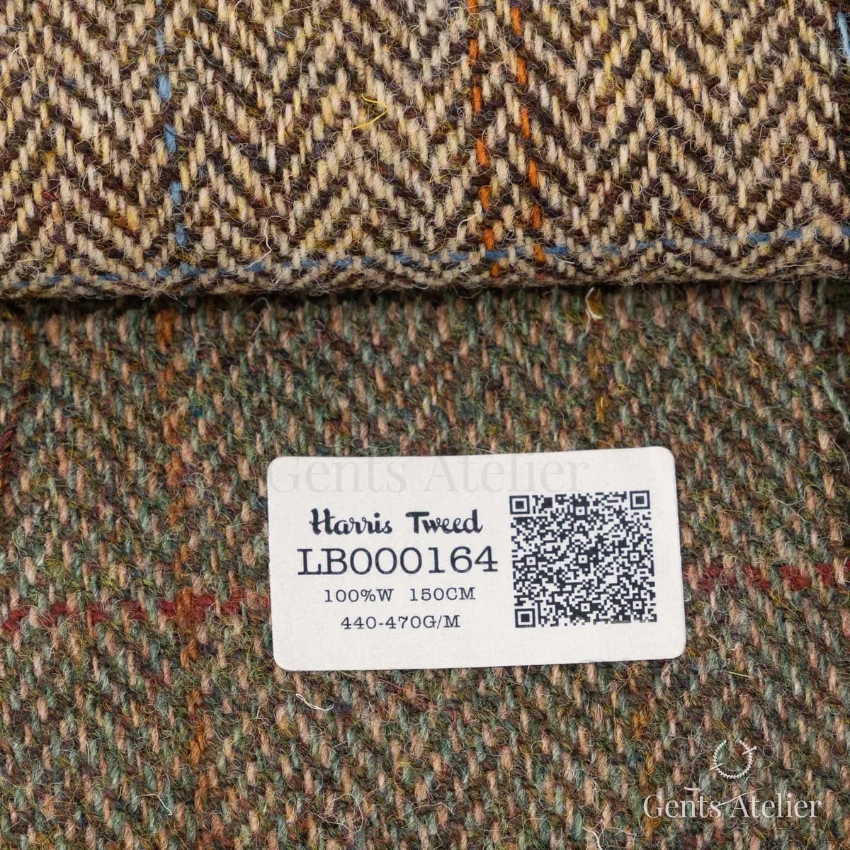 Образец ткани Harris Tweed LB000164 с этикеткой, зелёный