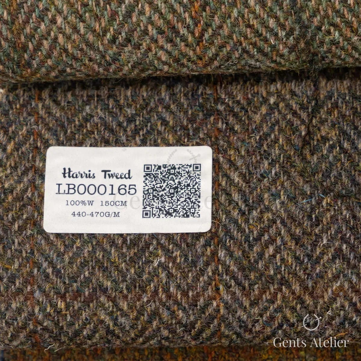 Образец ткани Harris Tweed LB000165 с этикеткой, коричневый