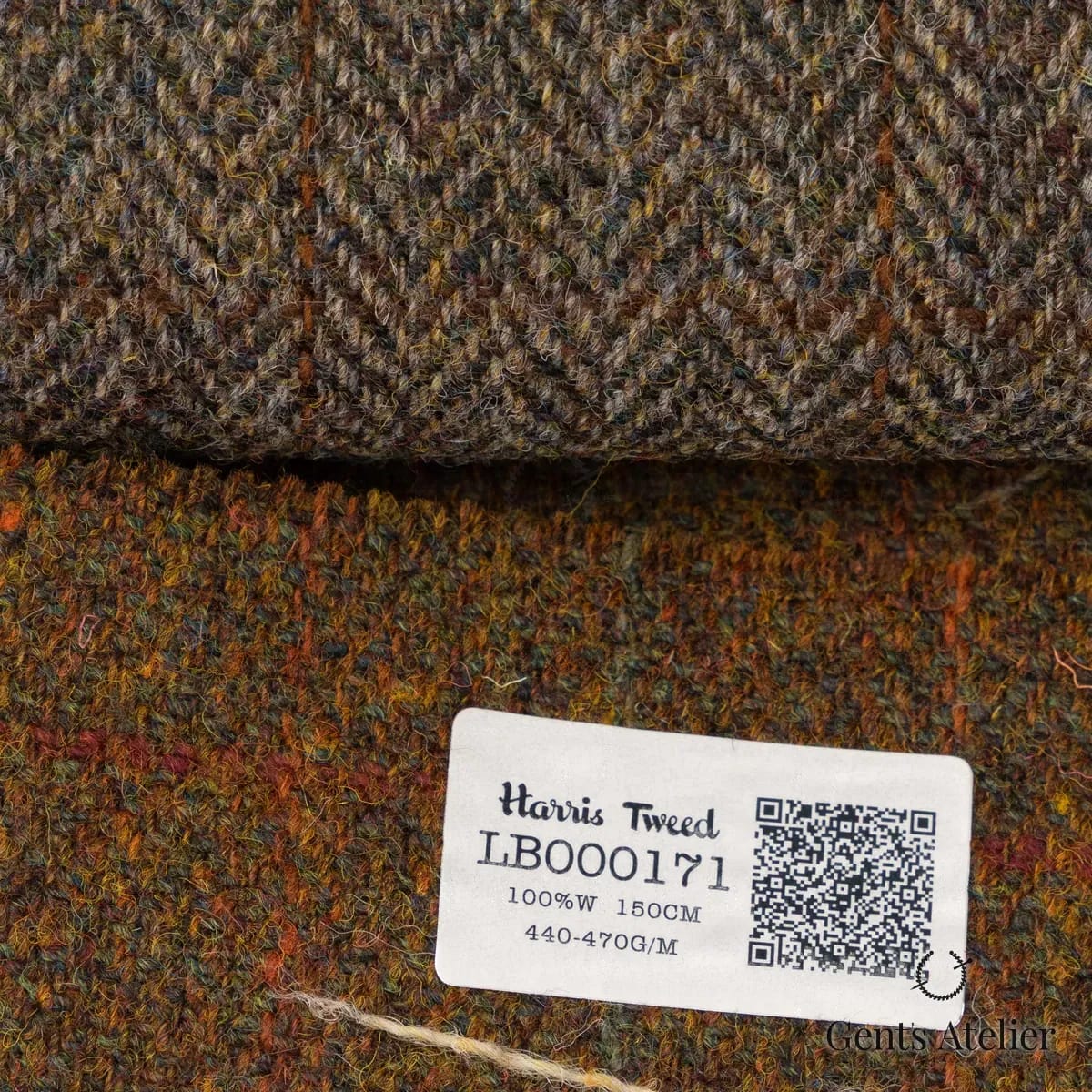 Образец ткани Harris Tweed LB000171 с этикеткой, коричневый