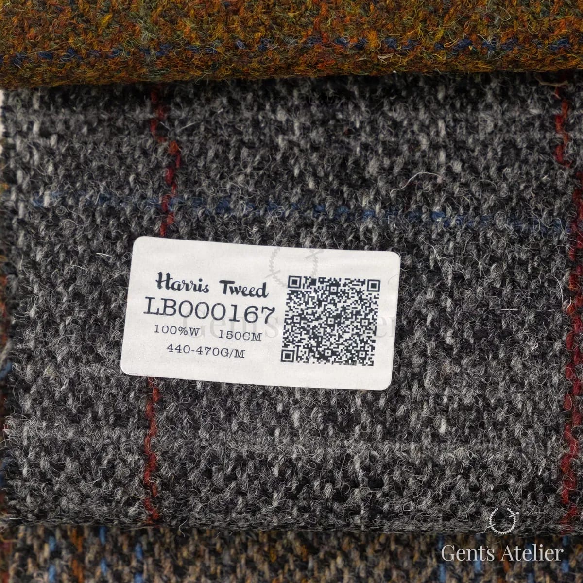 Образец ткани Harris Tweed LB000167 с этикеткой, серый