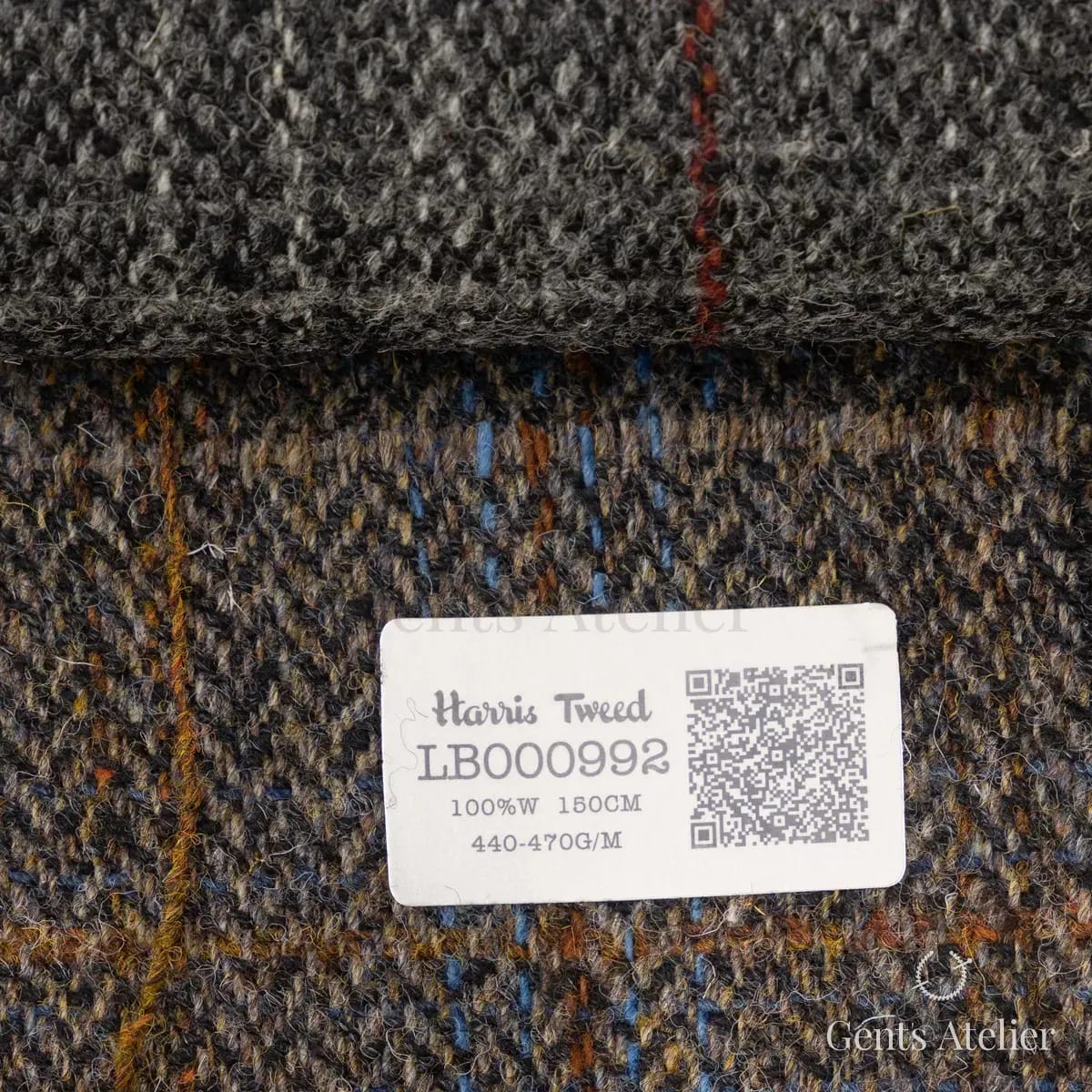 Образец ткани Harris Tweed LB000992 с этикеткой, коричневый