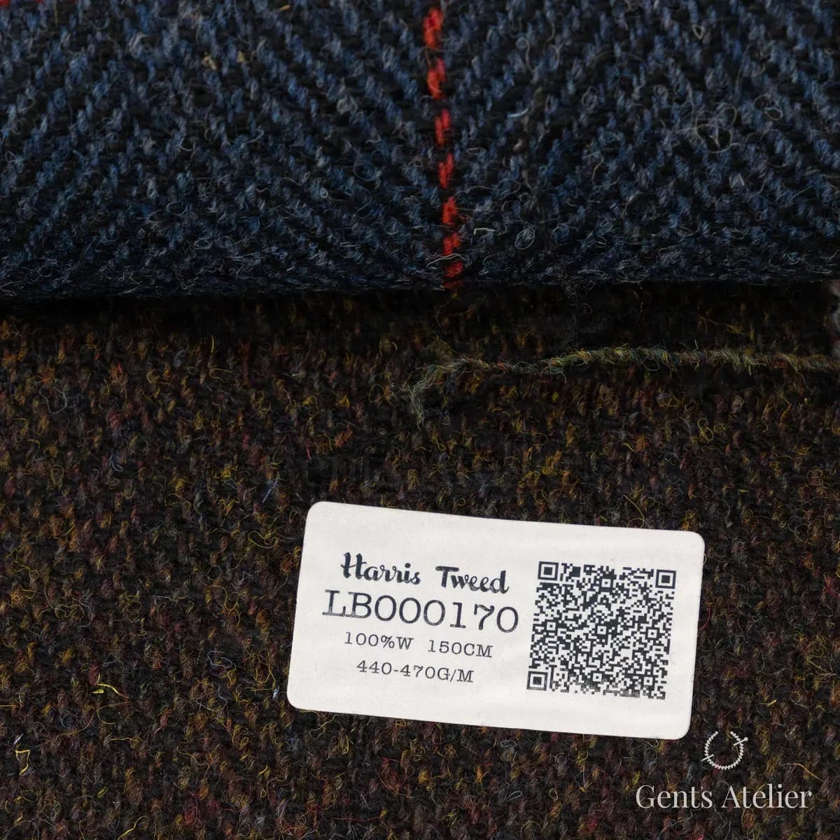 Образец ткани Harris Tweed LB000170 с этикеткой, тёмно-коричневый