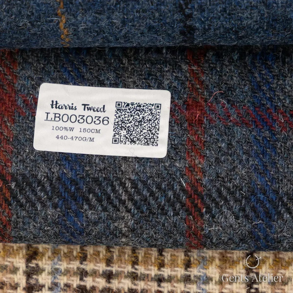 Образец ткани Harris Tweed LB003036 с этикеткой, серый