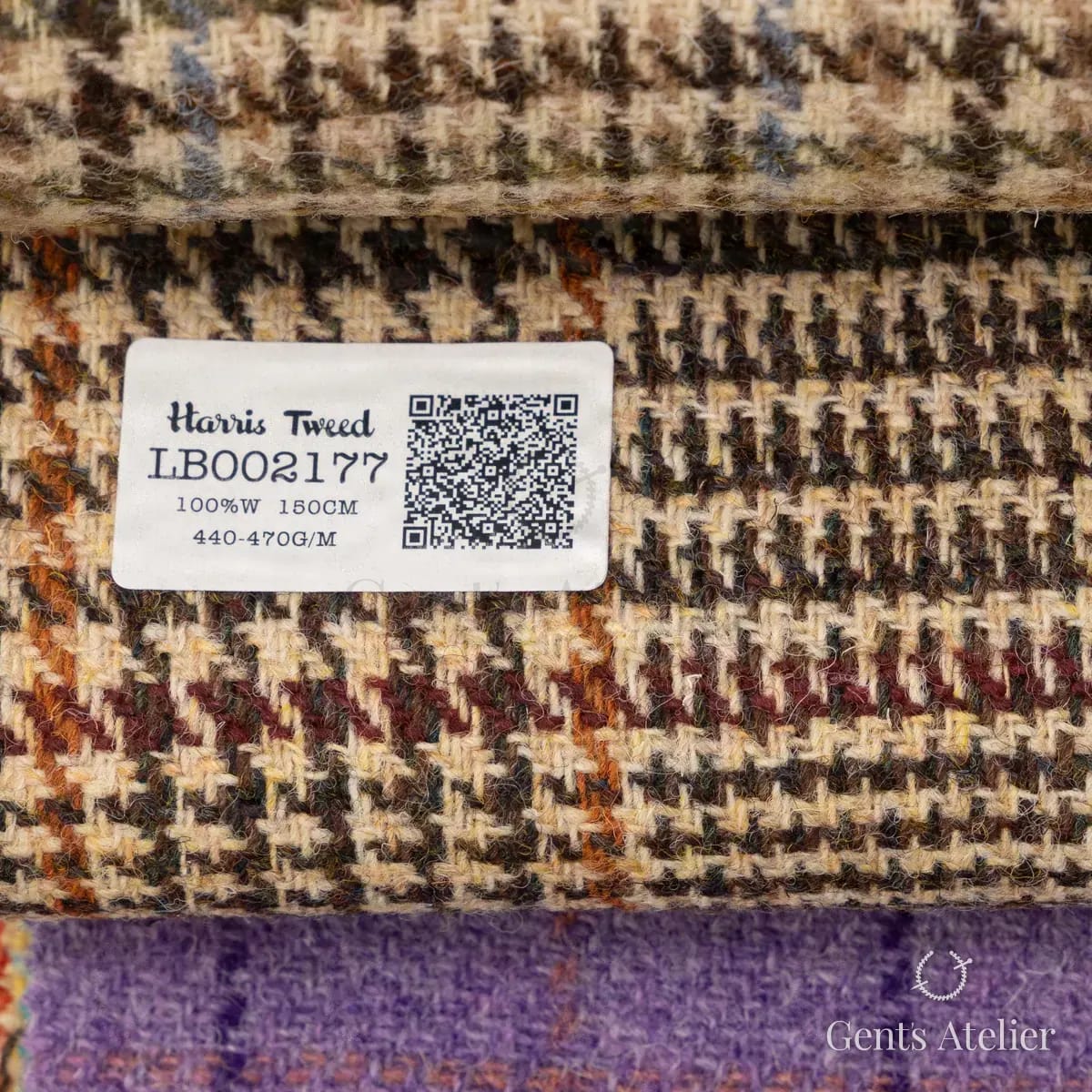 Образец ткани Harris Tweed LB002177 с этикеткой, бежевый