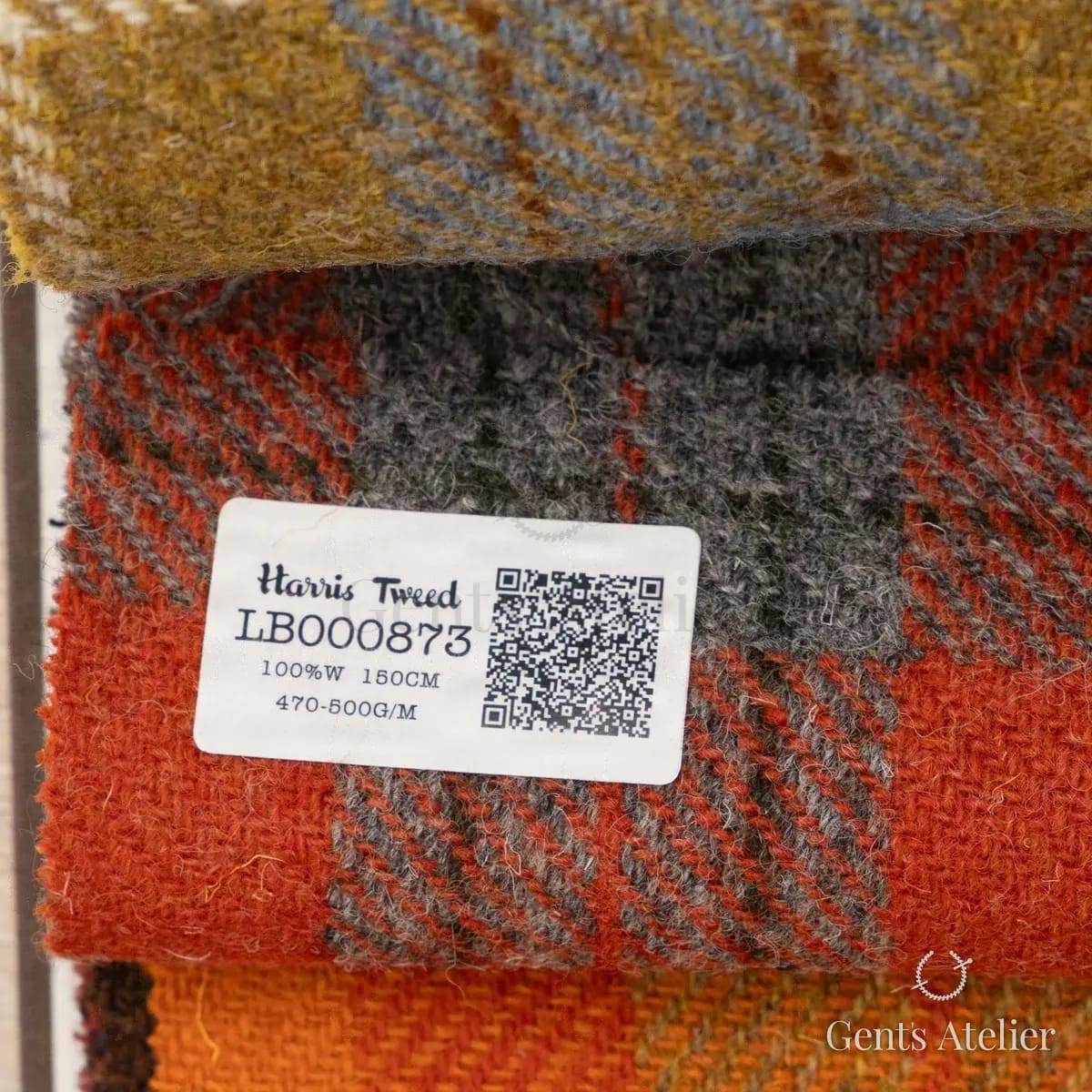 Образец ткани Harris Tweed LB000873 с этикеткой, красный