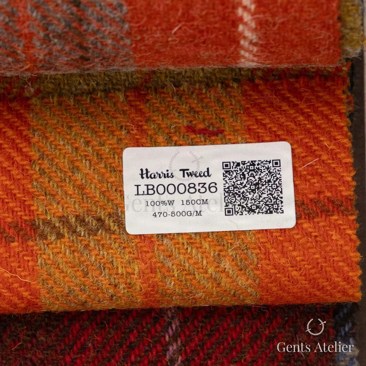 Образец ткани Harris Tweed LB000836 с этикеткой, оранжевый
