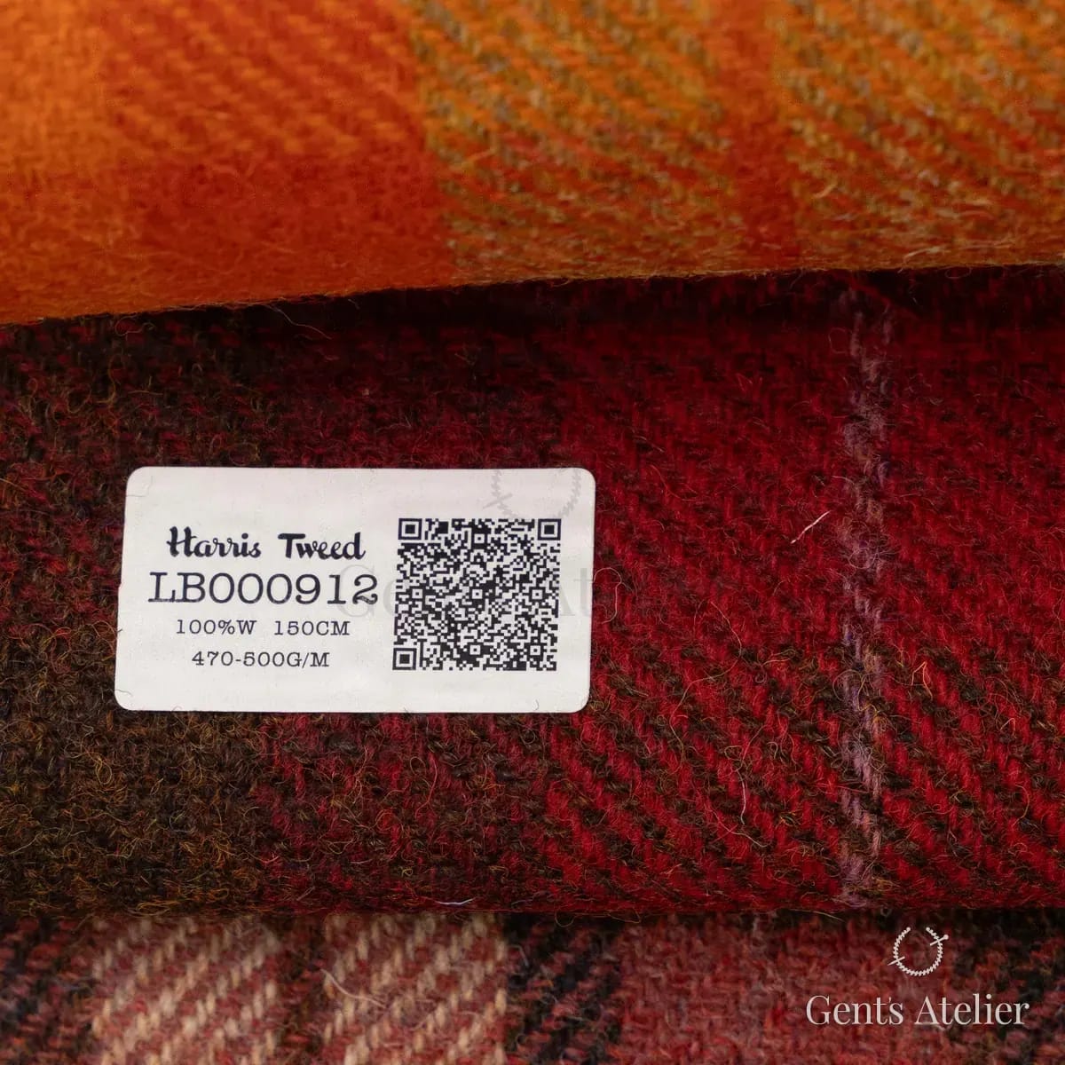 Образец ткани Harris Tweed LB000912 с этикеткой, бордовый