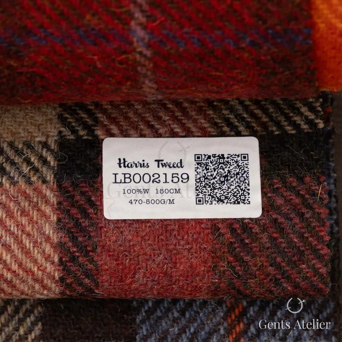 Образец ткани Harris Tweed LB002159 с этикеткой, красный