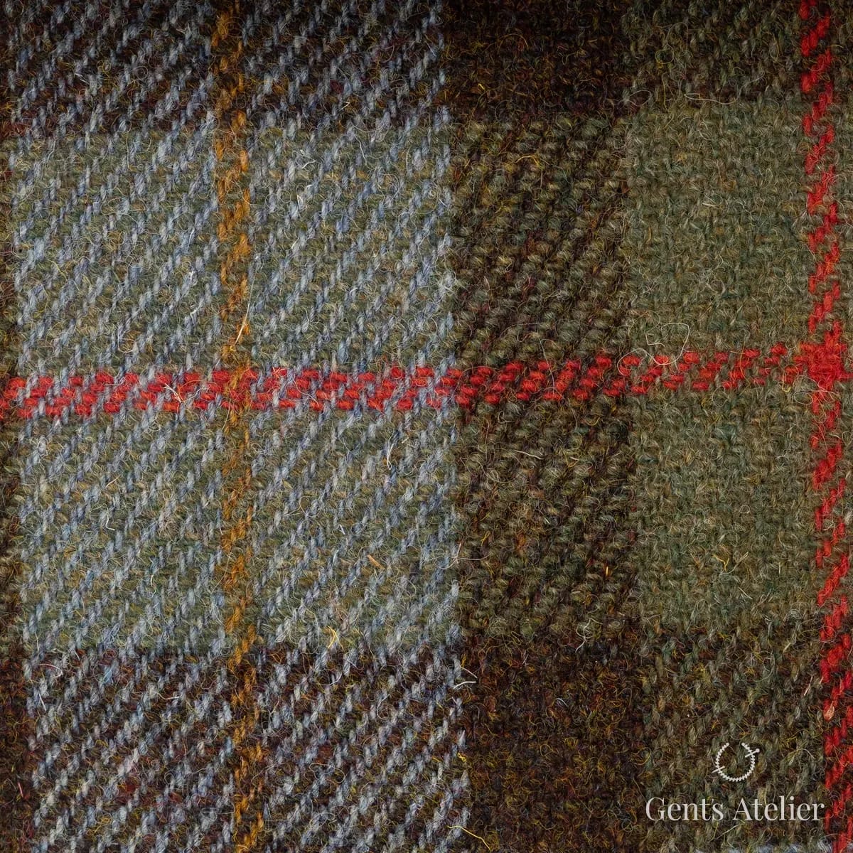 Пальто из Harris Tweed LB003885 — оливковый, 100% шерсть