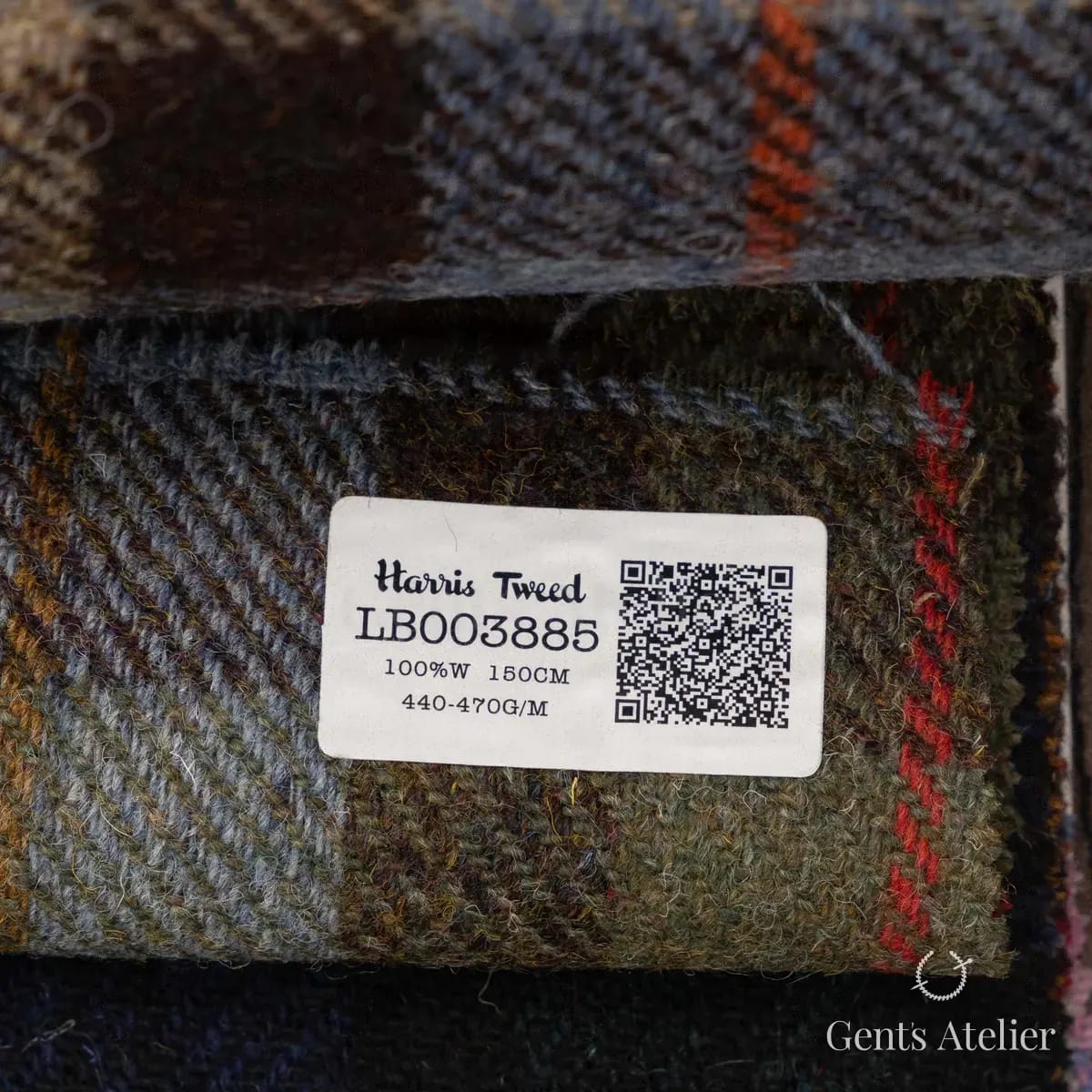 Образец ткани Harris Tweed LB003885 с этикеткой, оливковый