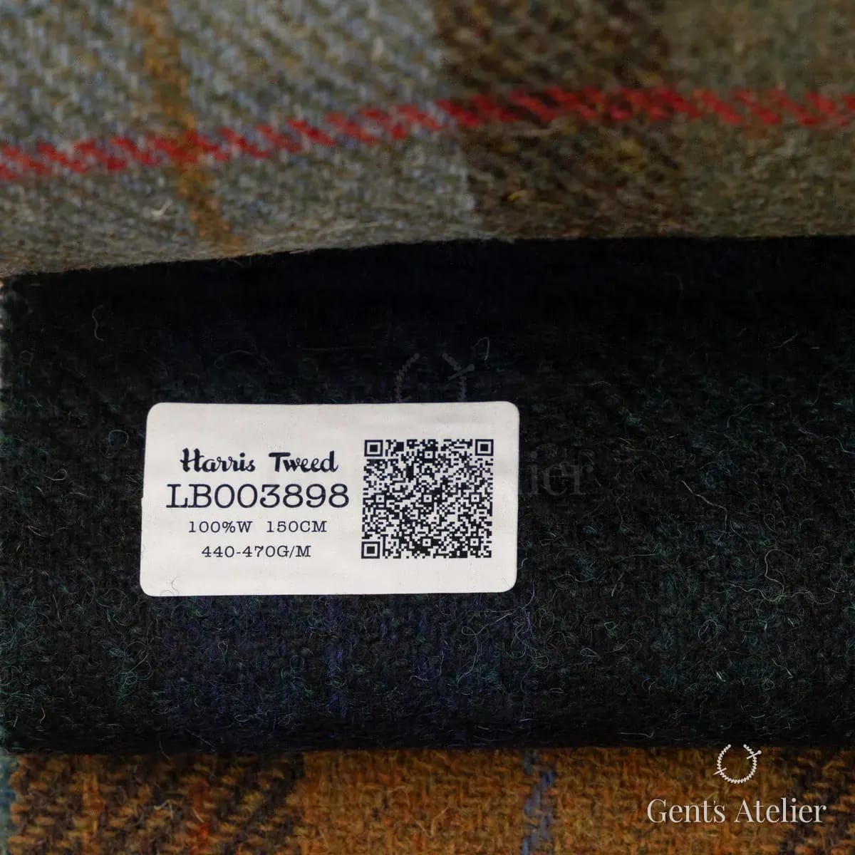 Образец ткани Harris Tweed LB003898 с этикеткой, чёрный